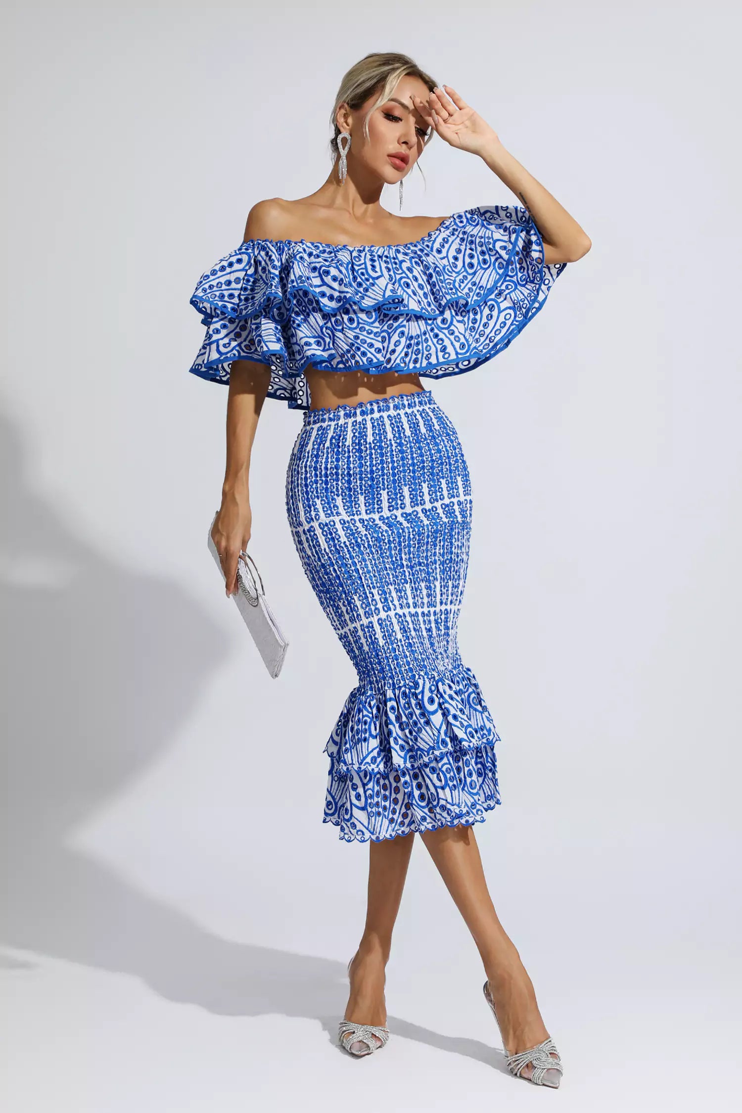 Wordsworth Blue Cutout Ruffle Set