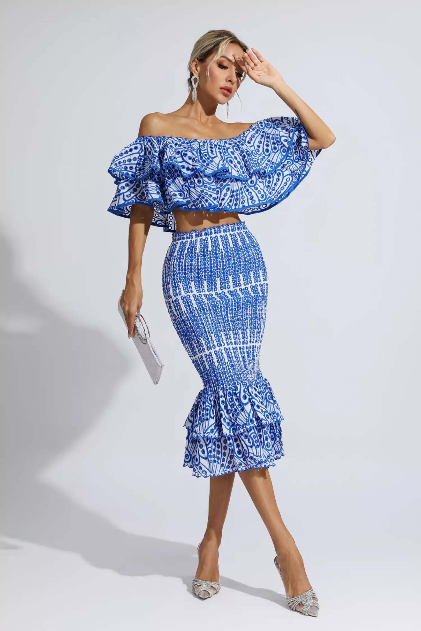 Wordsworth Blue Cutout Ruffle Set