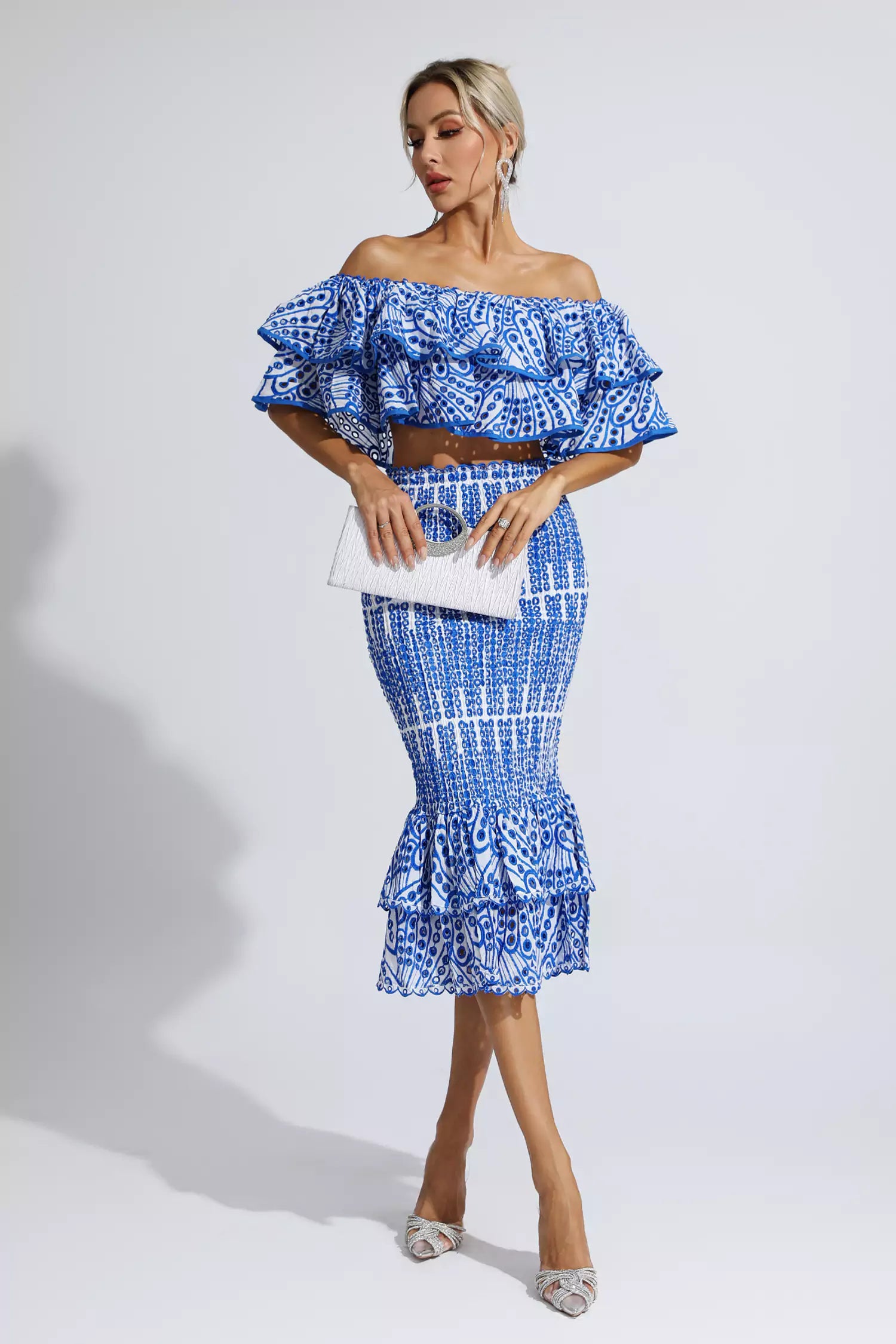 Wordsworth Blue Cutout Ruffle Set
