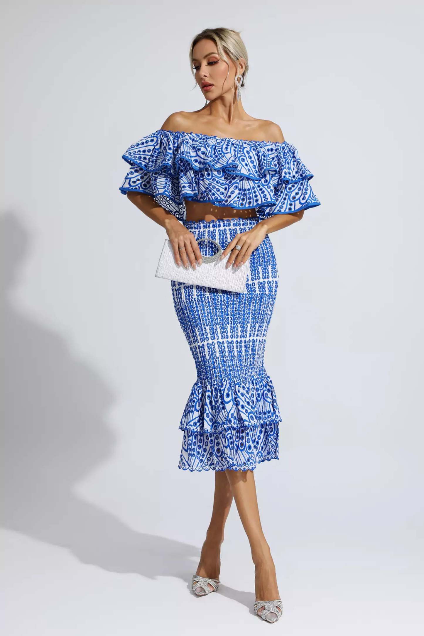 Wordsworth Blue Cutout Ruffle Set