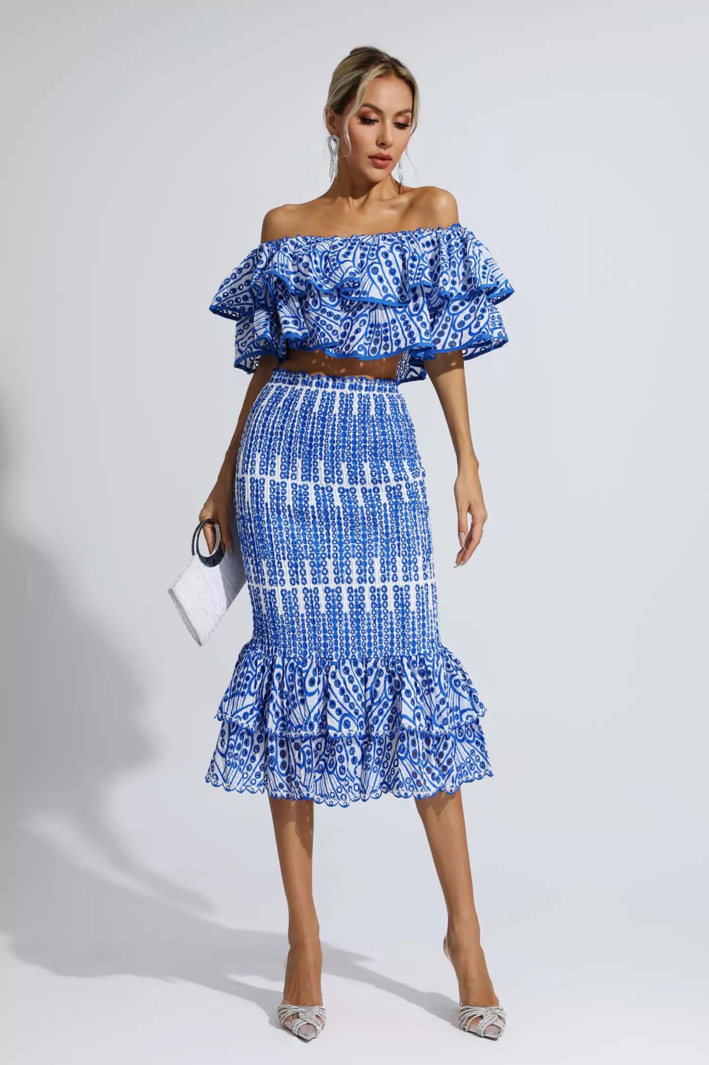 Wordsworth Blue Cutout Ruffle Set