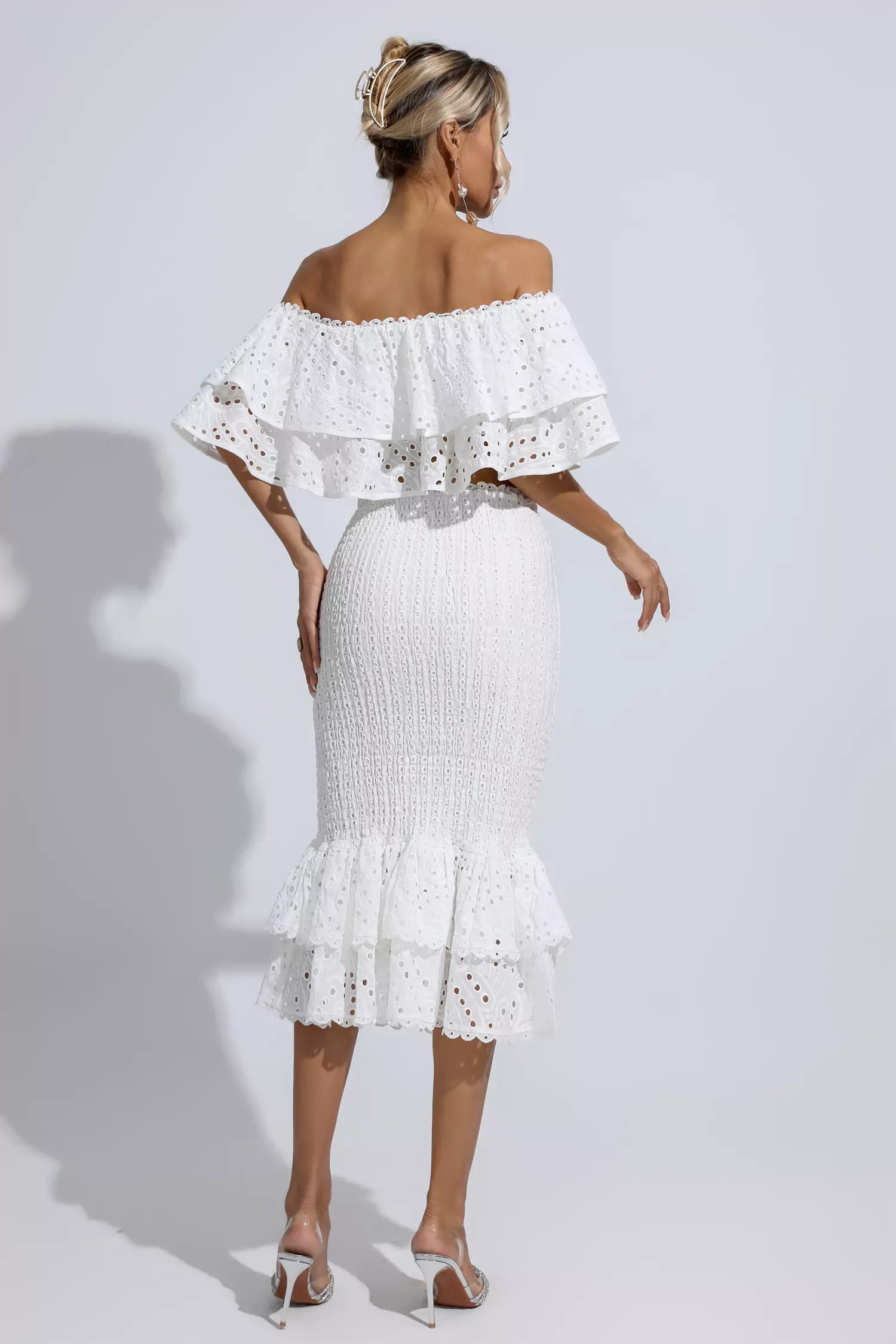 Wordsworth White Cutout Ruffle Set