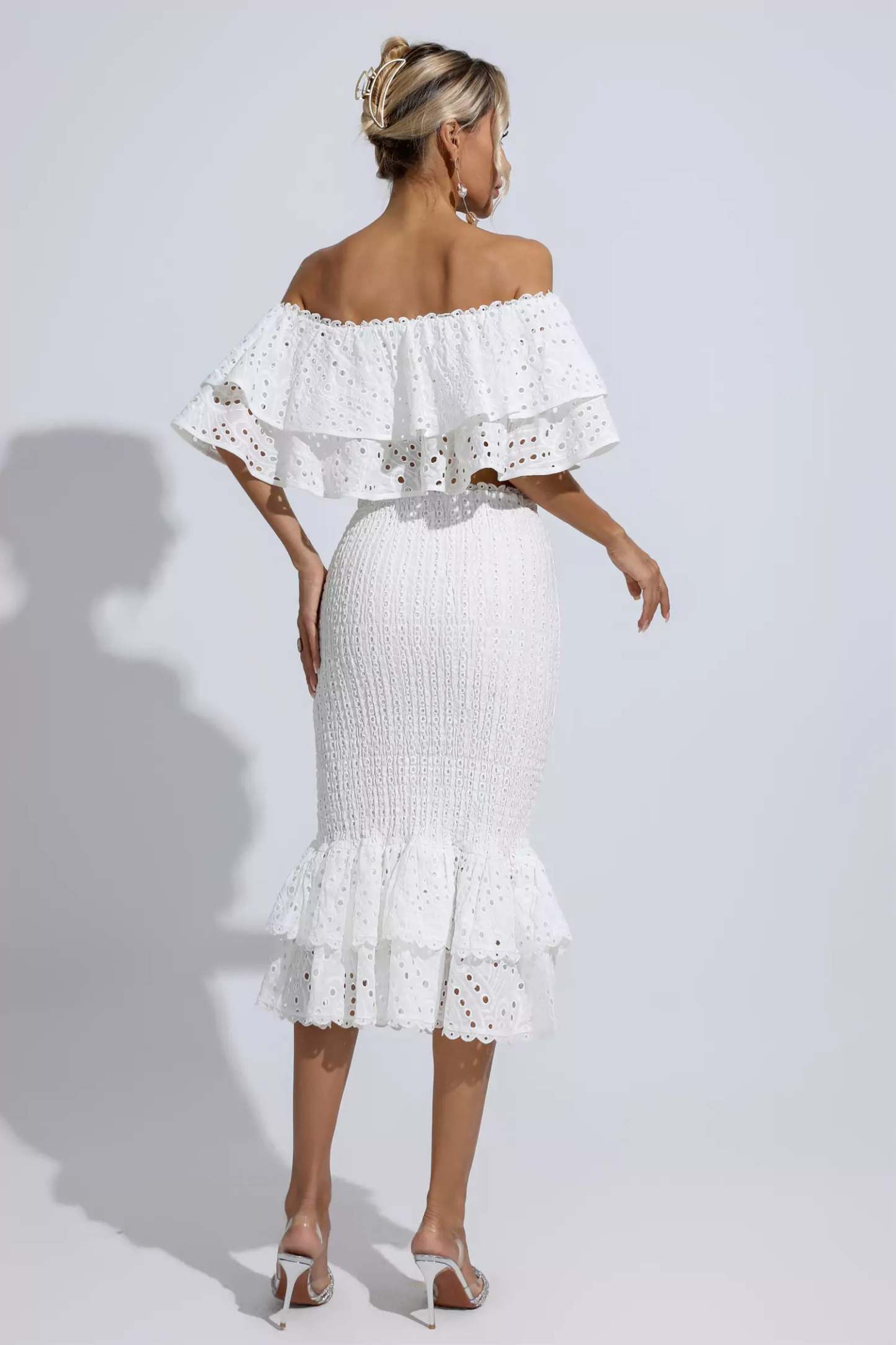 Wordsworth White Cutout Ruffle Set