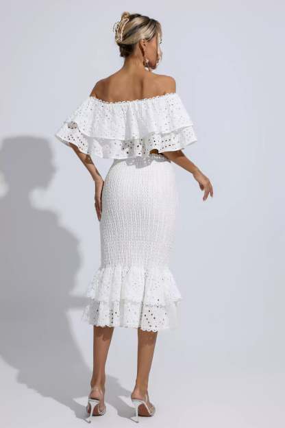 Wordsworth White Cutout Ruffle Set