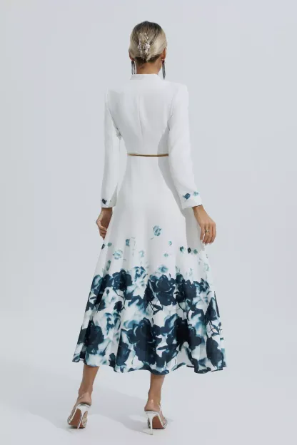 Katharine White Printed Floral Maxi Dress