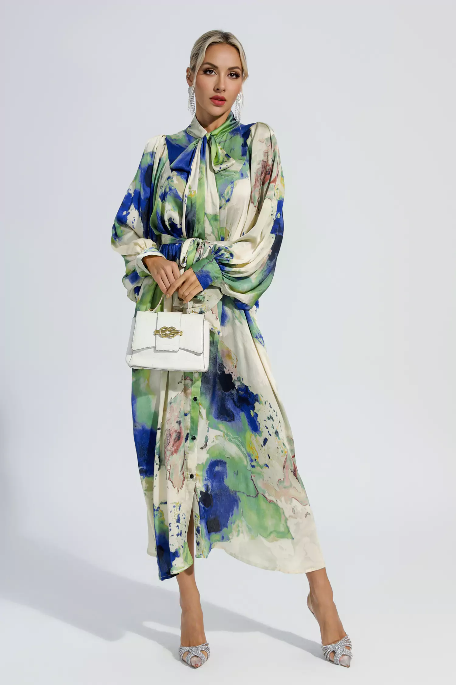 Bertie Floral Tie Dye Long Sleeves Maxi Dress