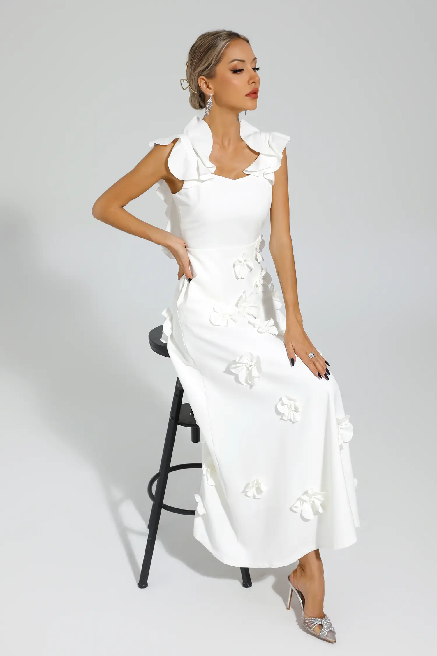 Elvis White Flower Slip Dress