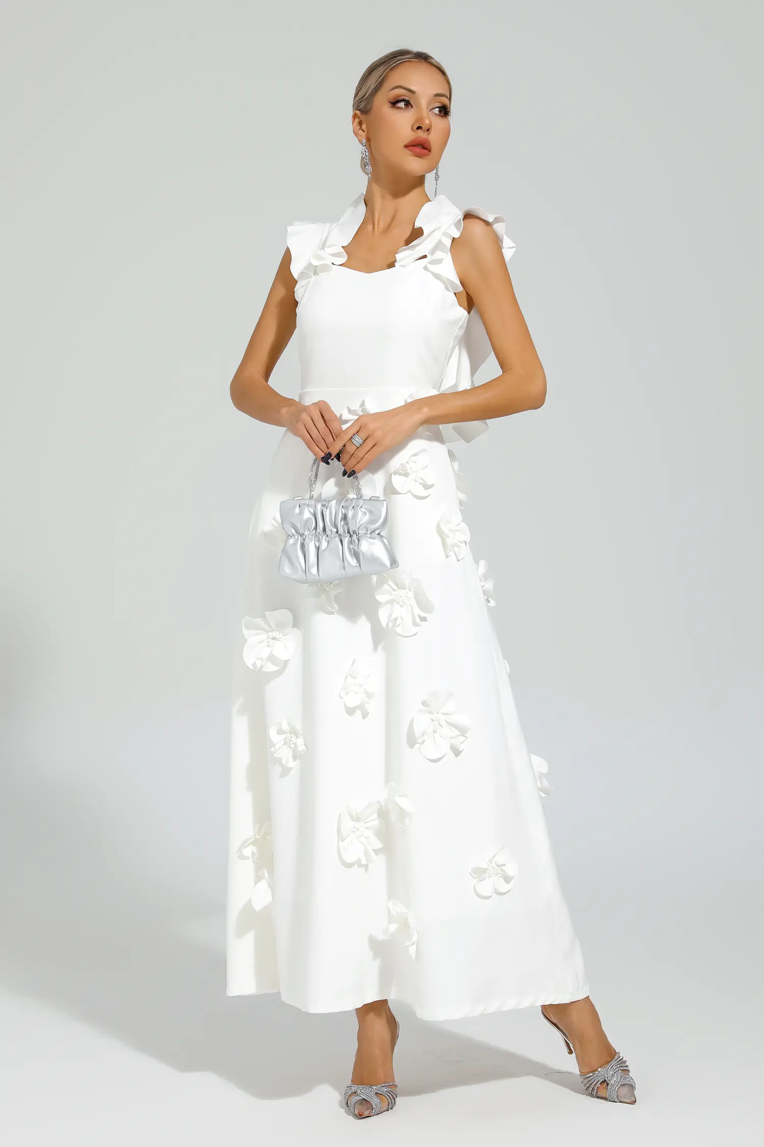 Elvis White Flower Slip Dress