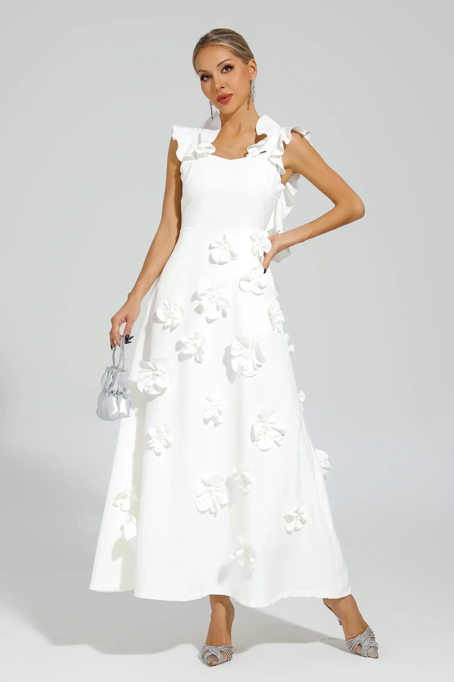 Elvis White Flower Slip Dress