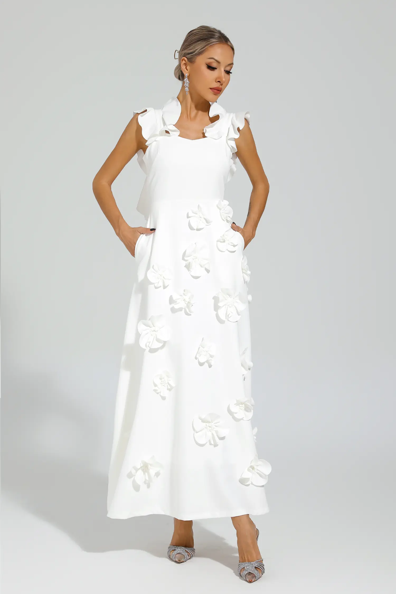 Elvis White Flower Slip Dress