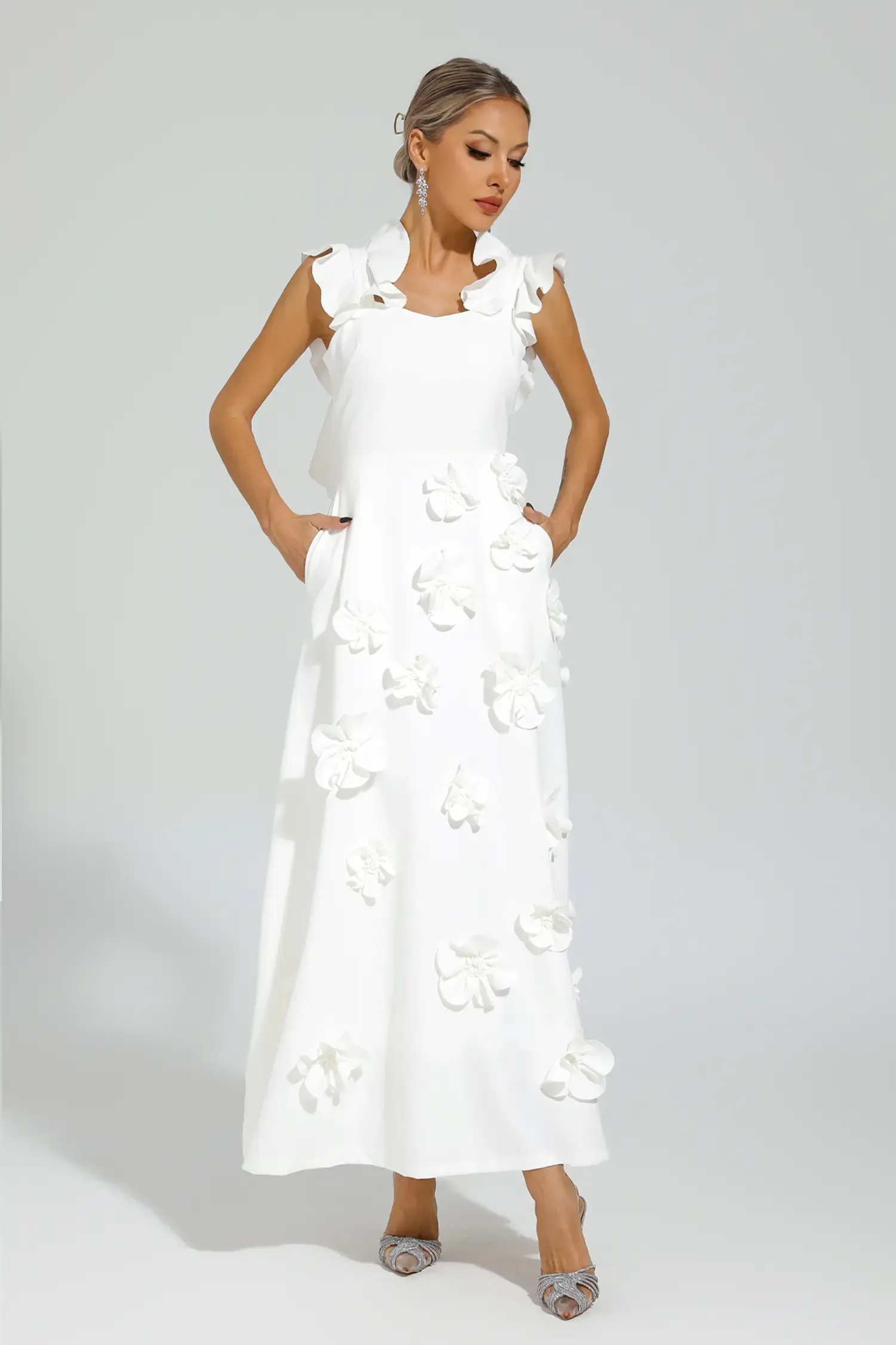 Elvis White Flower Slip Dress