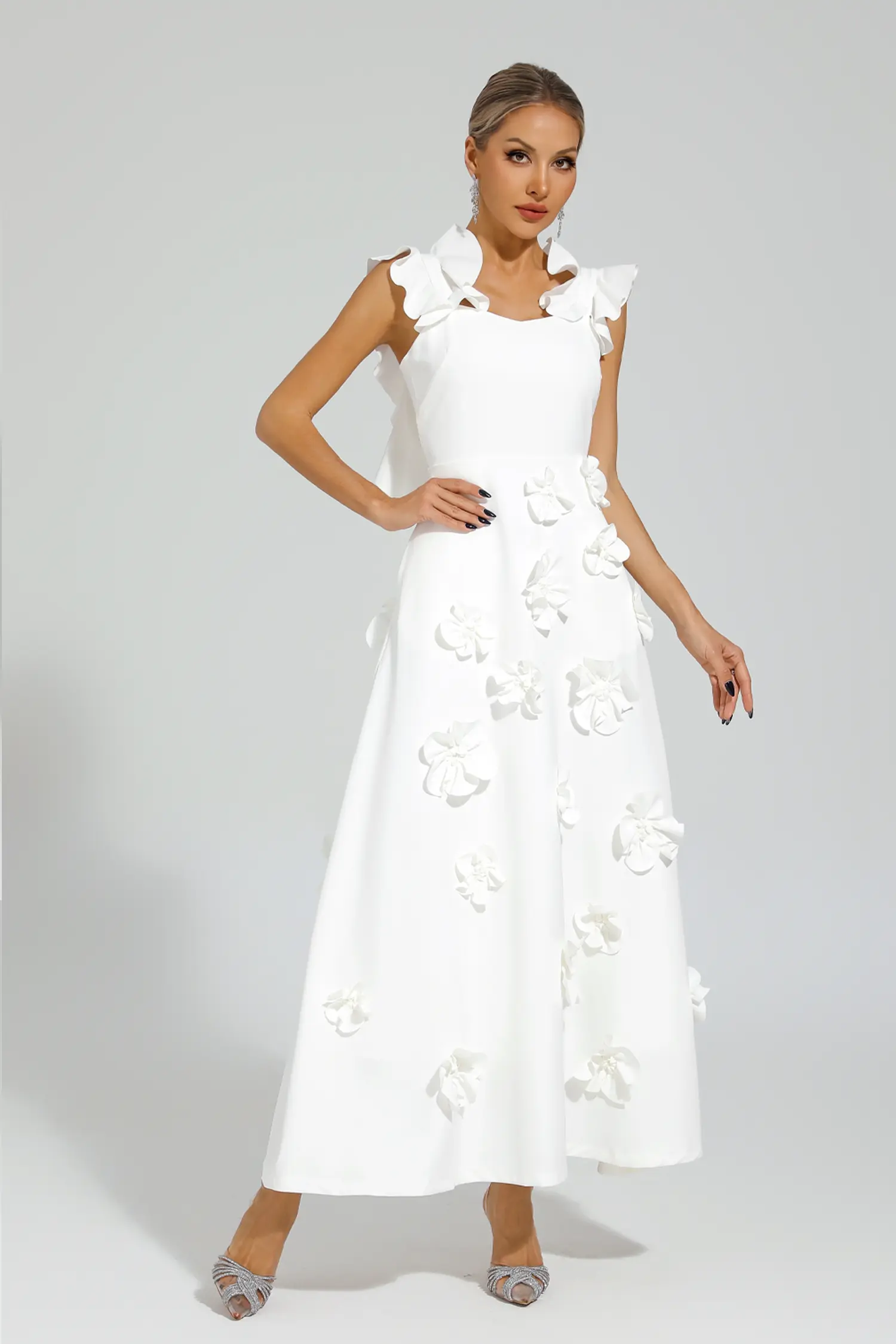 Elvis White Flower Slip Dress