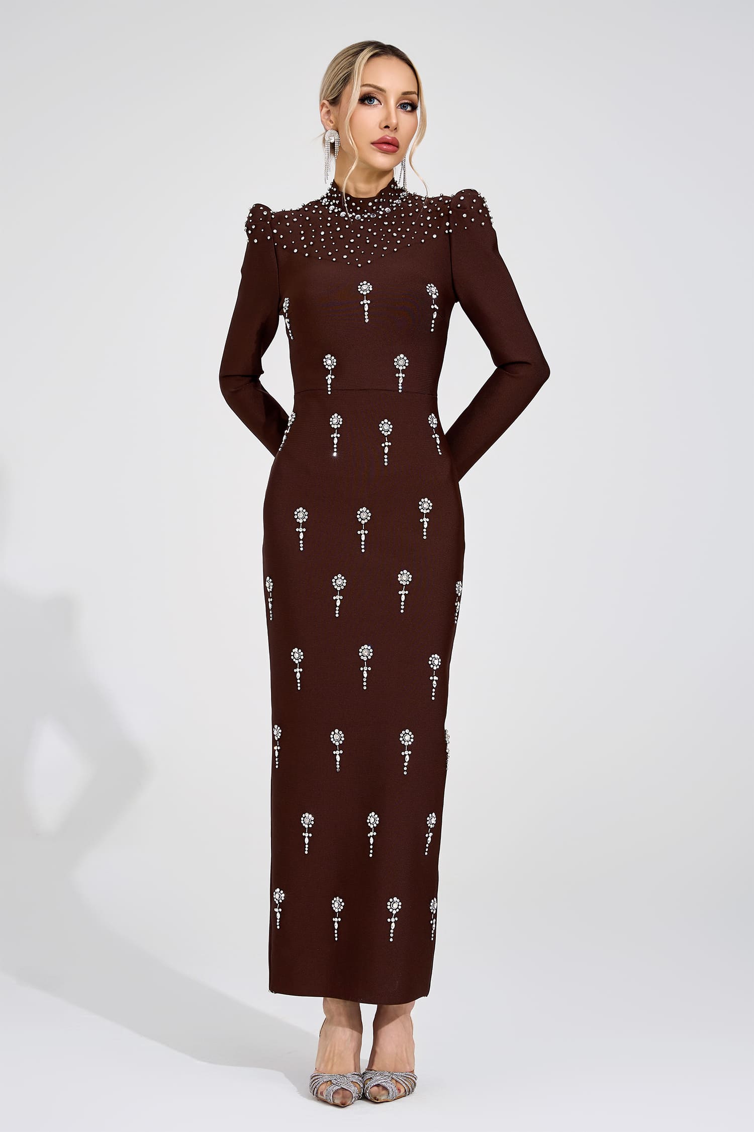 Moss Brown Bandage Maxi Dress