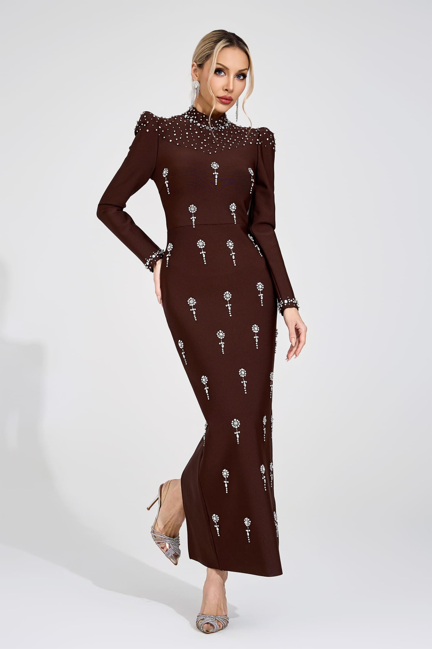 Moss Brown Bandage Maxi Dress