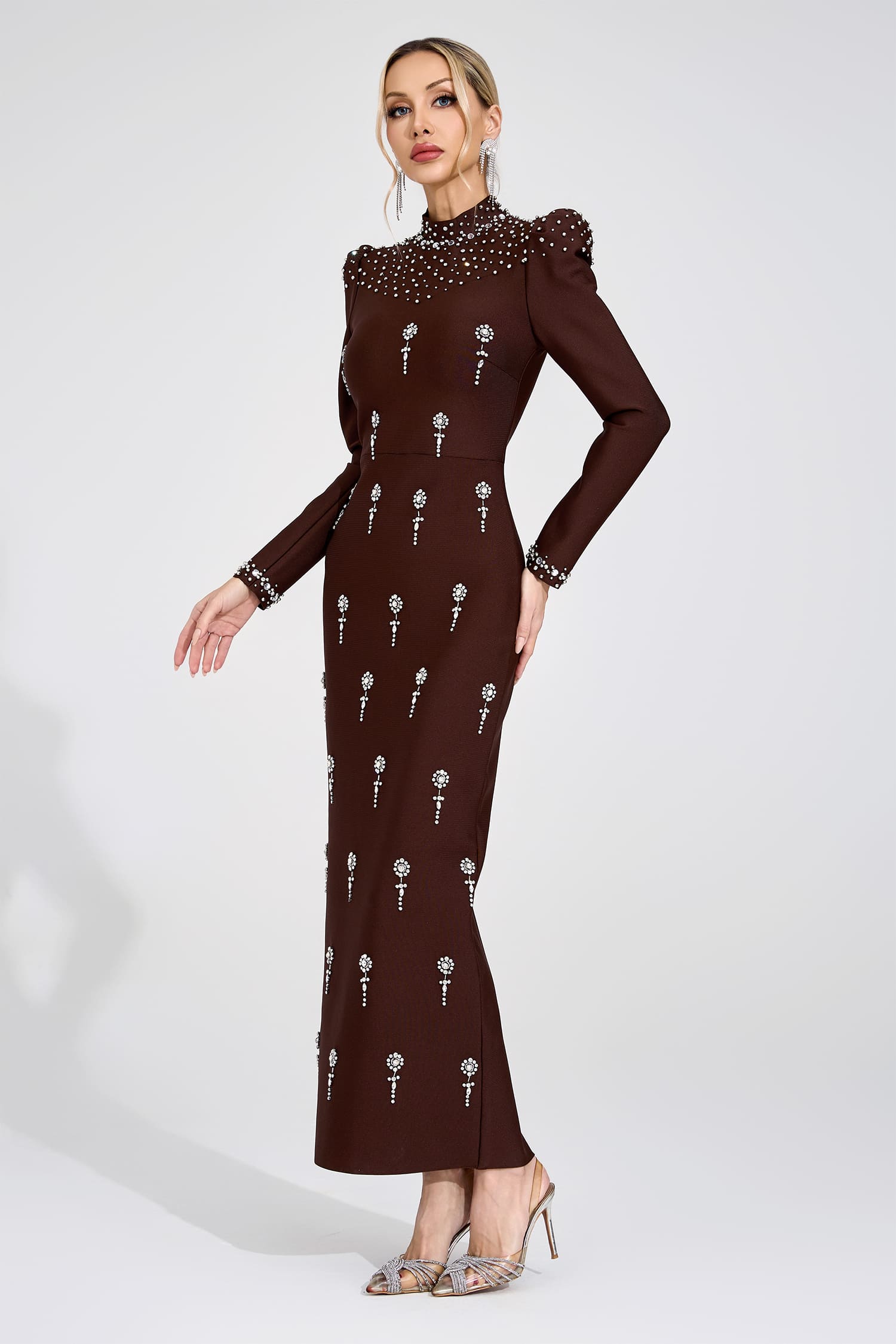 Moss Brown Bandage Maxi Dress