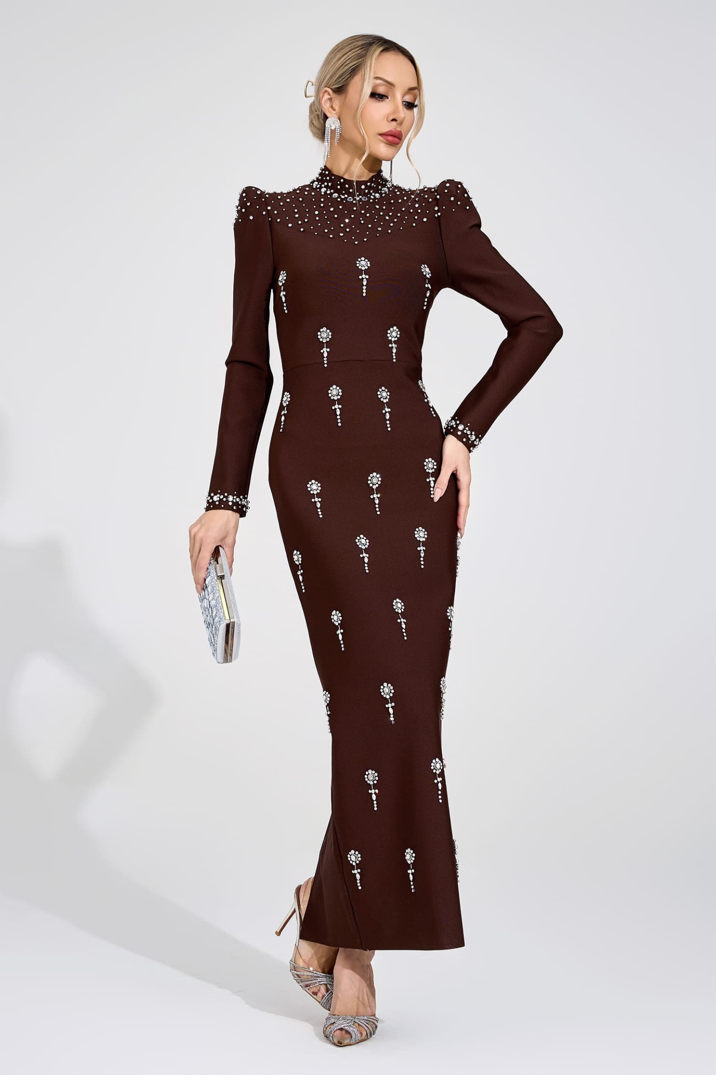 Moss Brown Bandage Maxi Dress