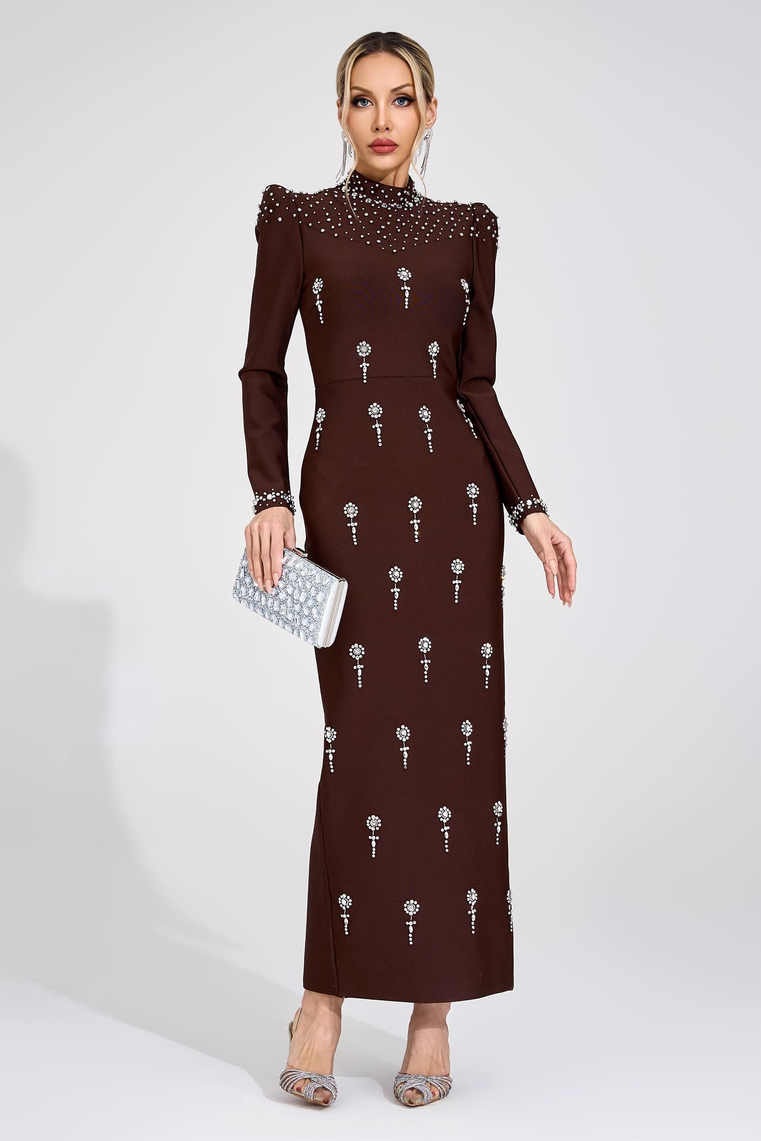 Moss Brown Bandage Maxi Dress