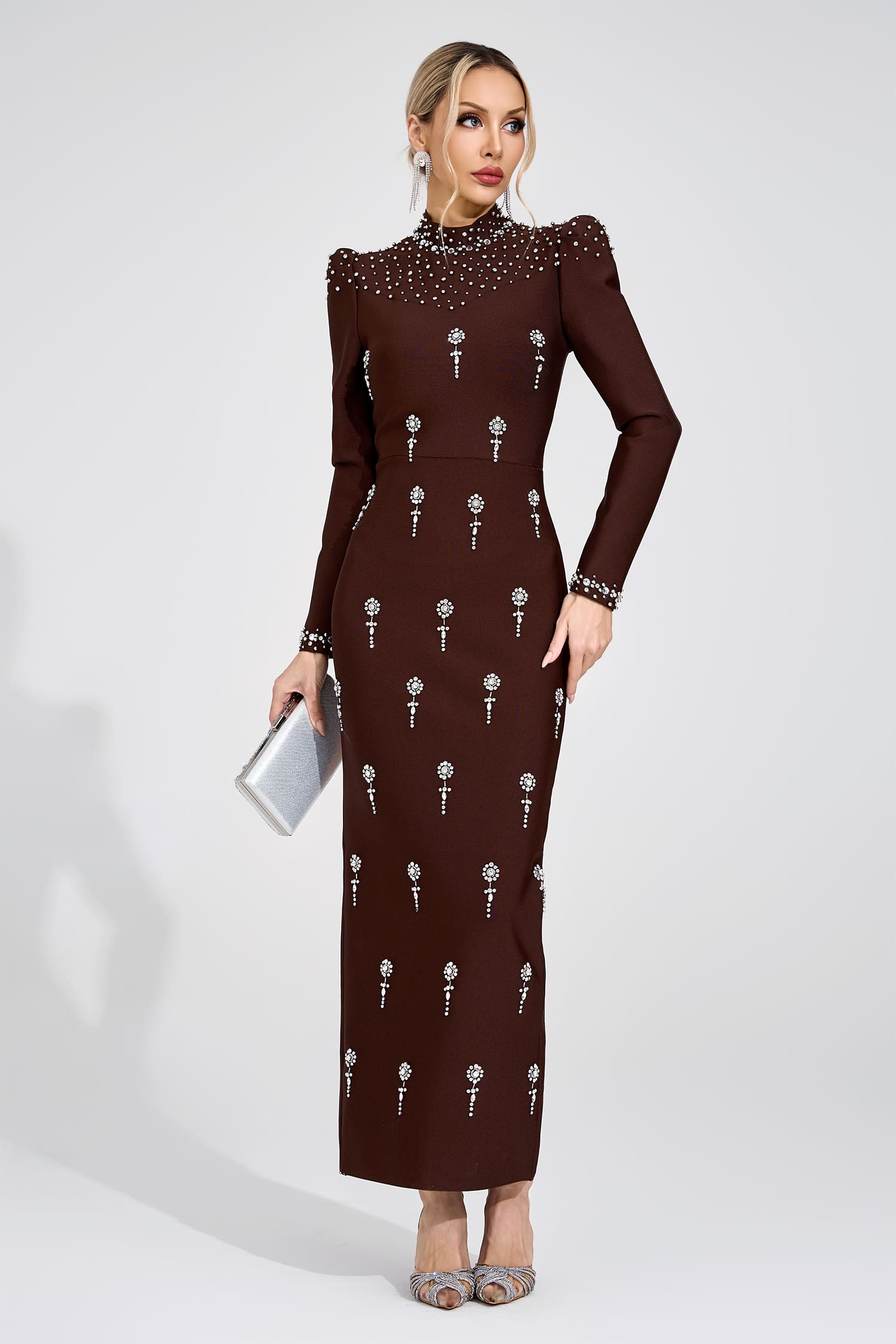 Moss Brown Bandage Maxi Dress