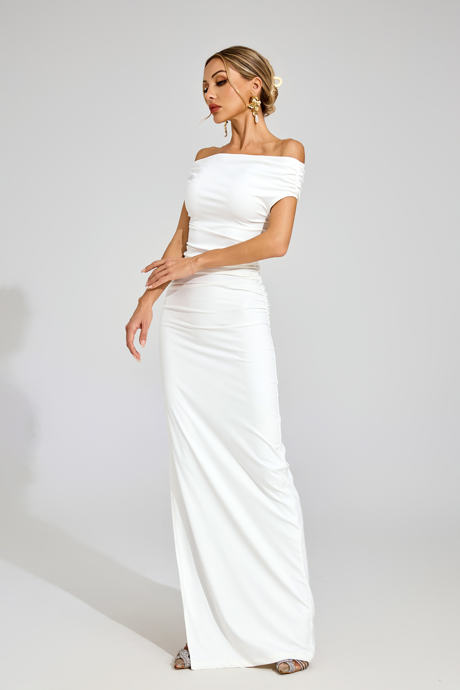 Mirabelle White Off Shoulder Dress