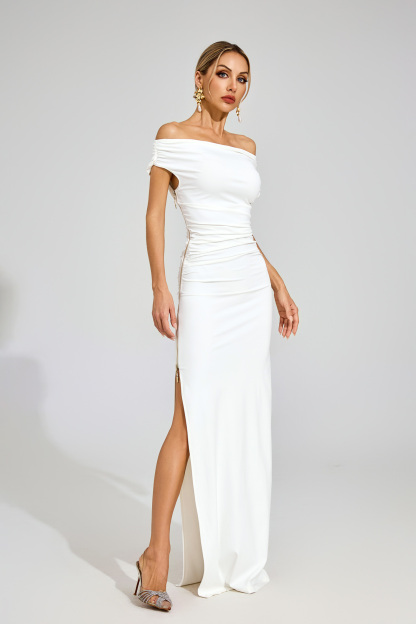 Mirabelle White Off Shoulder Dress