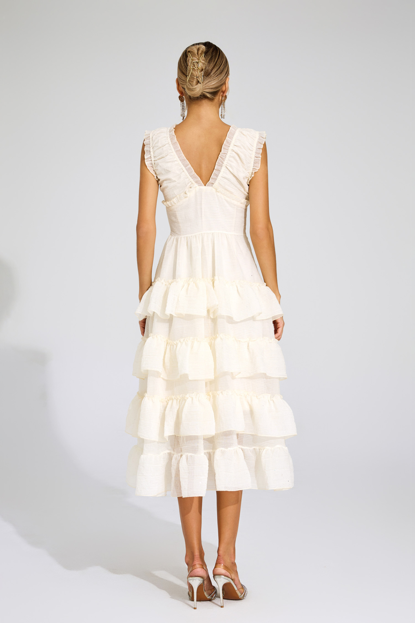 Barnard Beige Sleeveless Ruffled Dress