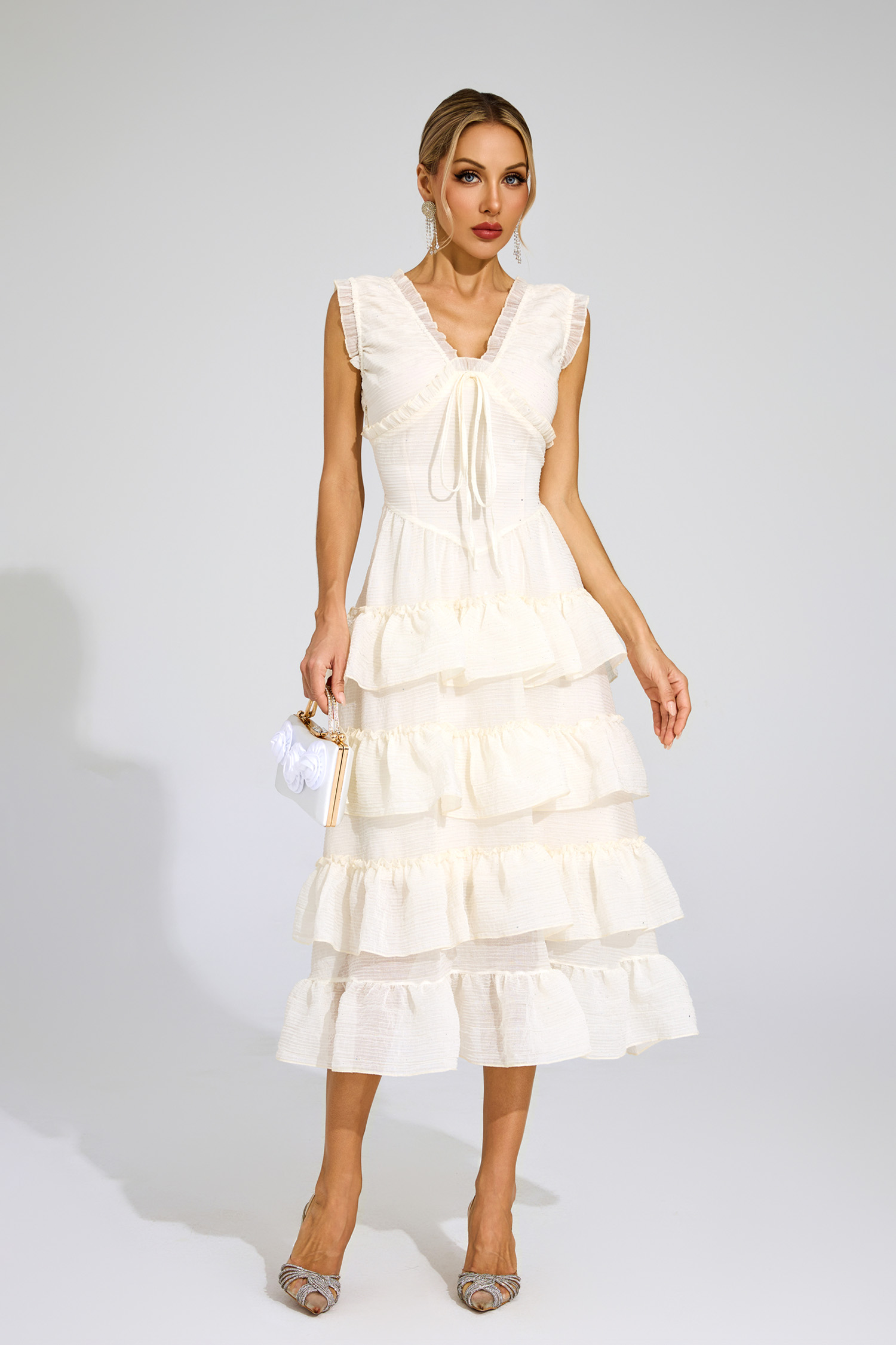 Barnard Beige Sleeveless Ruffled Dress