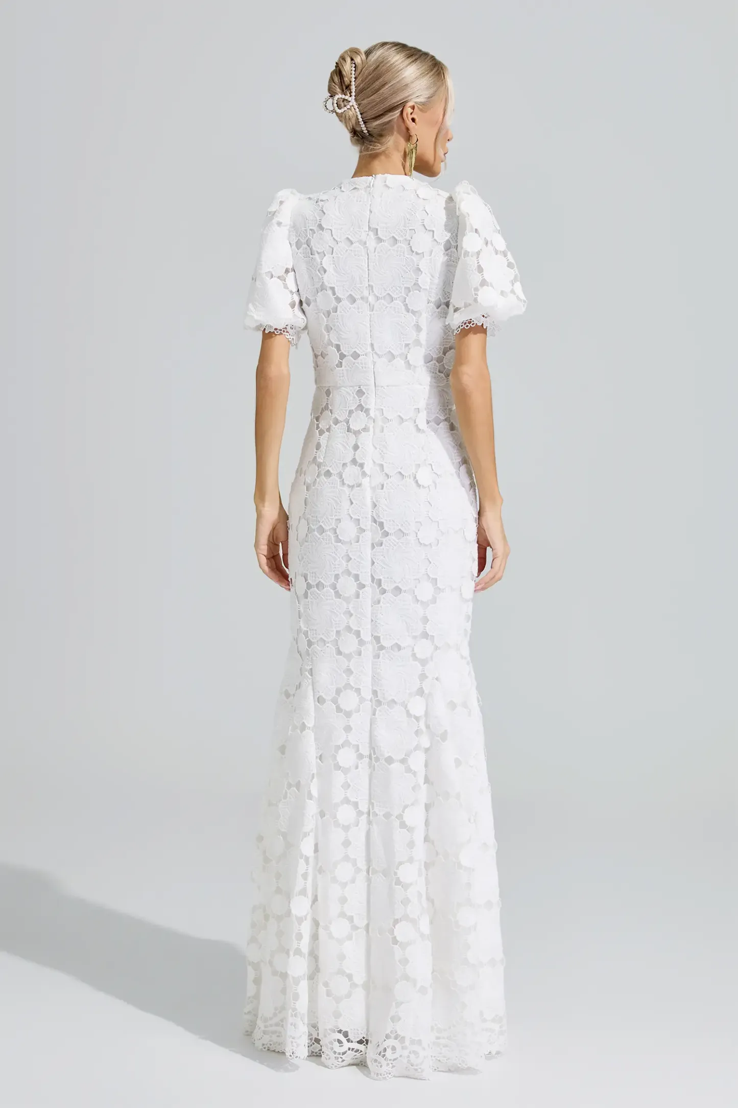 Artemis White Lace Cutout Maxi Dress