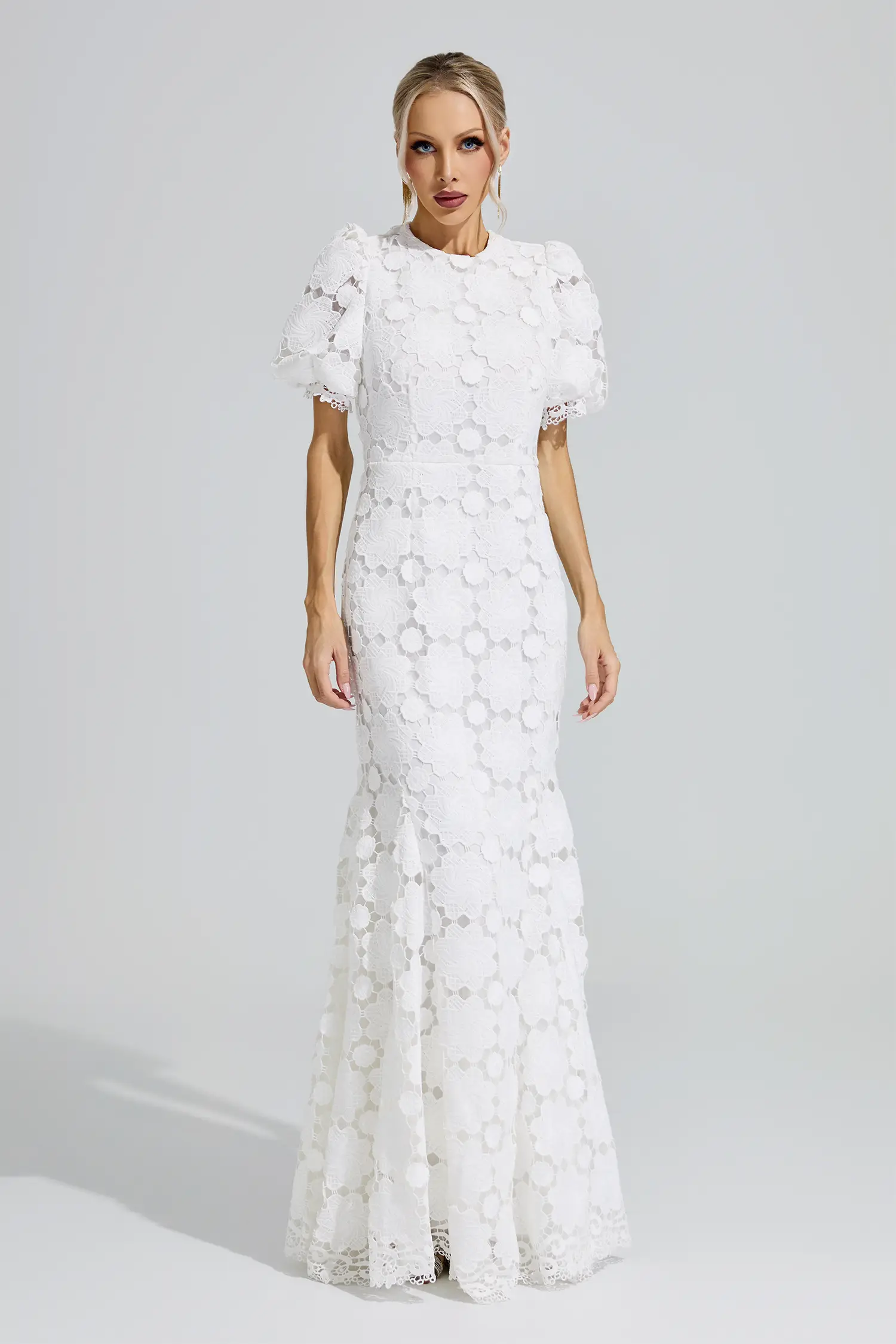 Artemis White Lace Cutout Maxi Dress