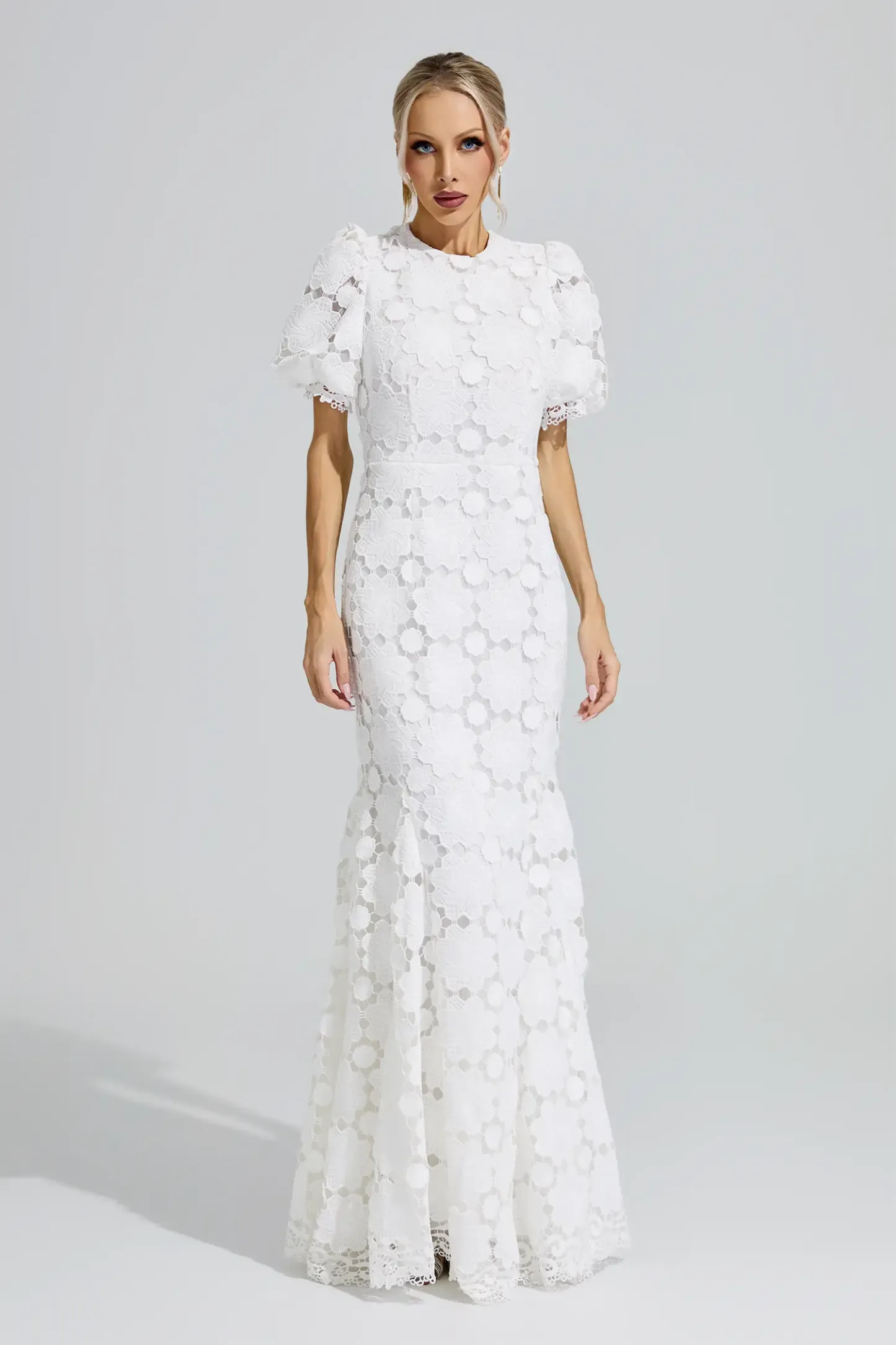 Artemis White Lace Cutout Maxi Dress