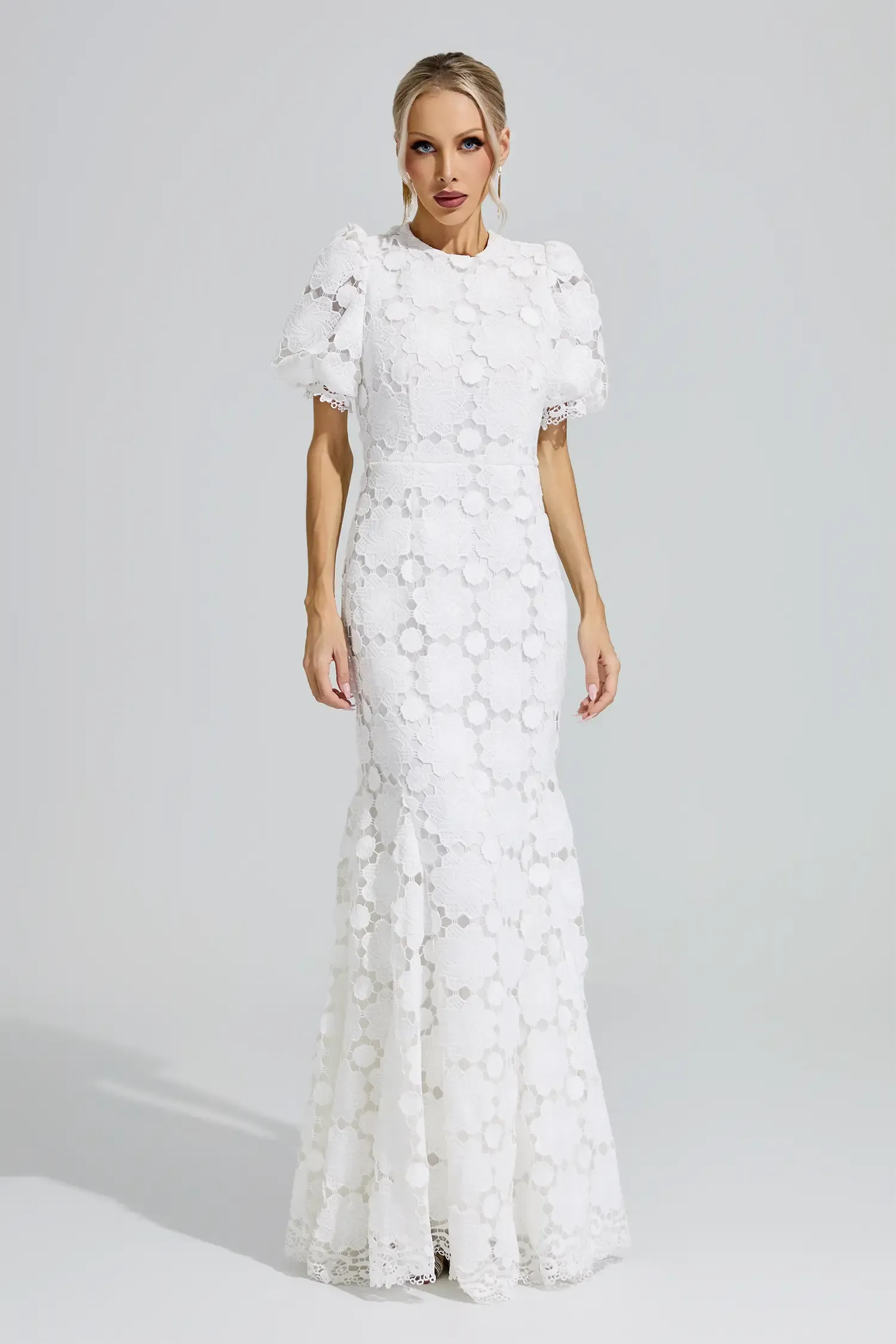 Artemis White Lace Cutout Maxi Dress