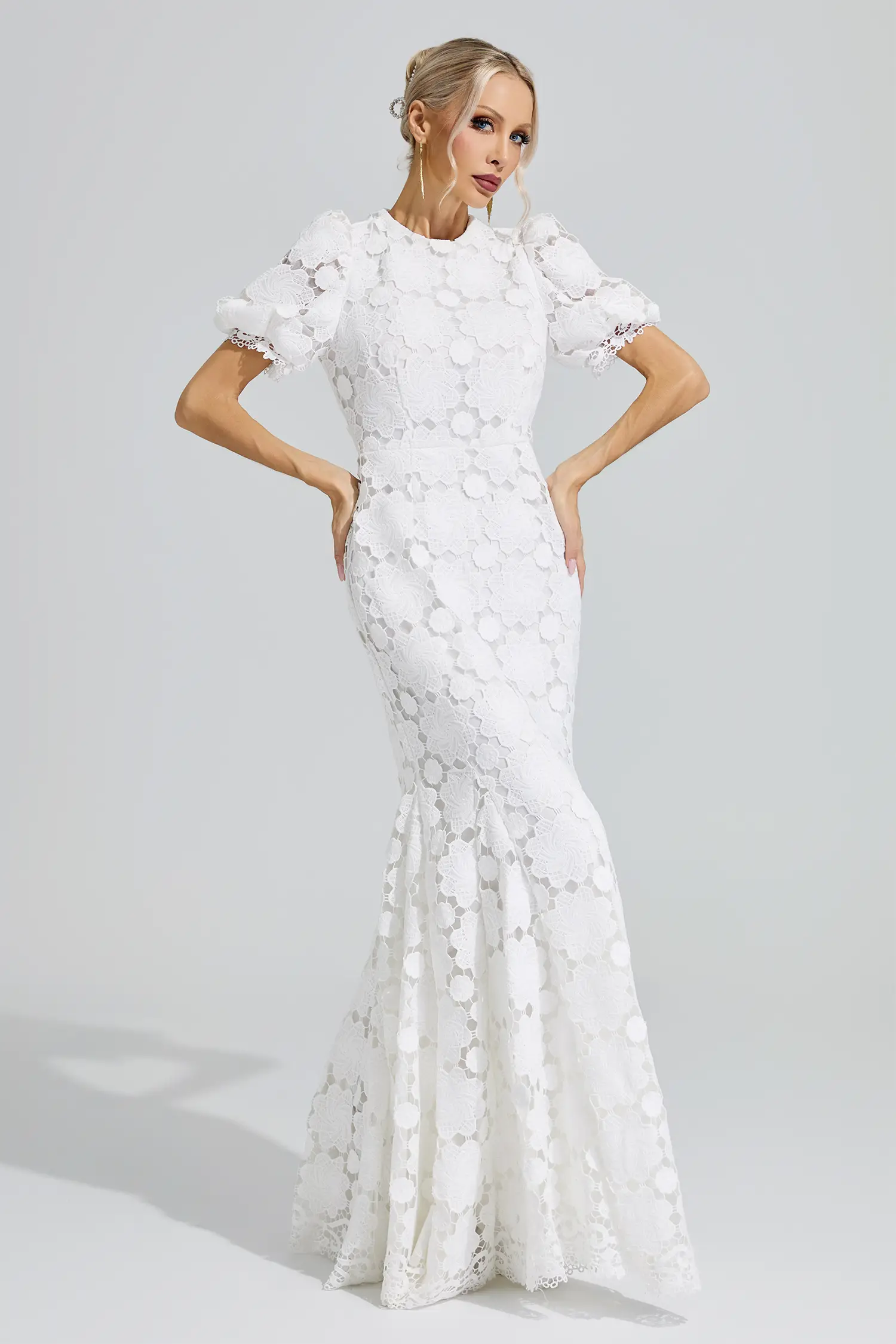 Artemis White Lace Cutout Maxi Dress