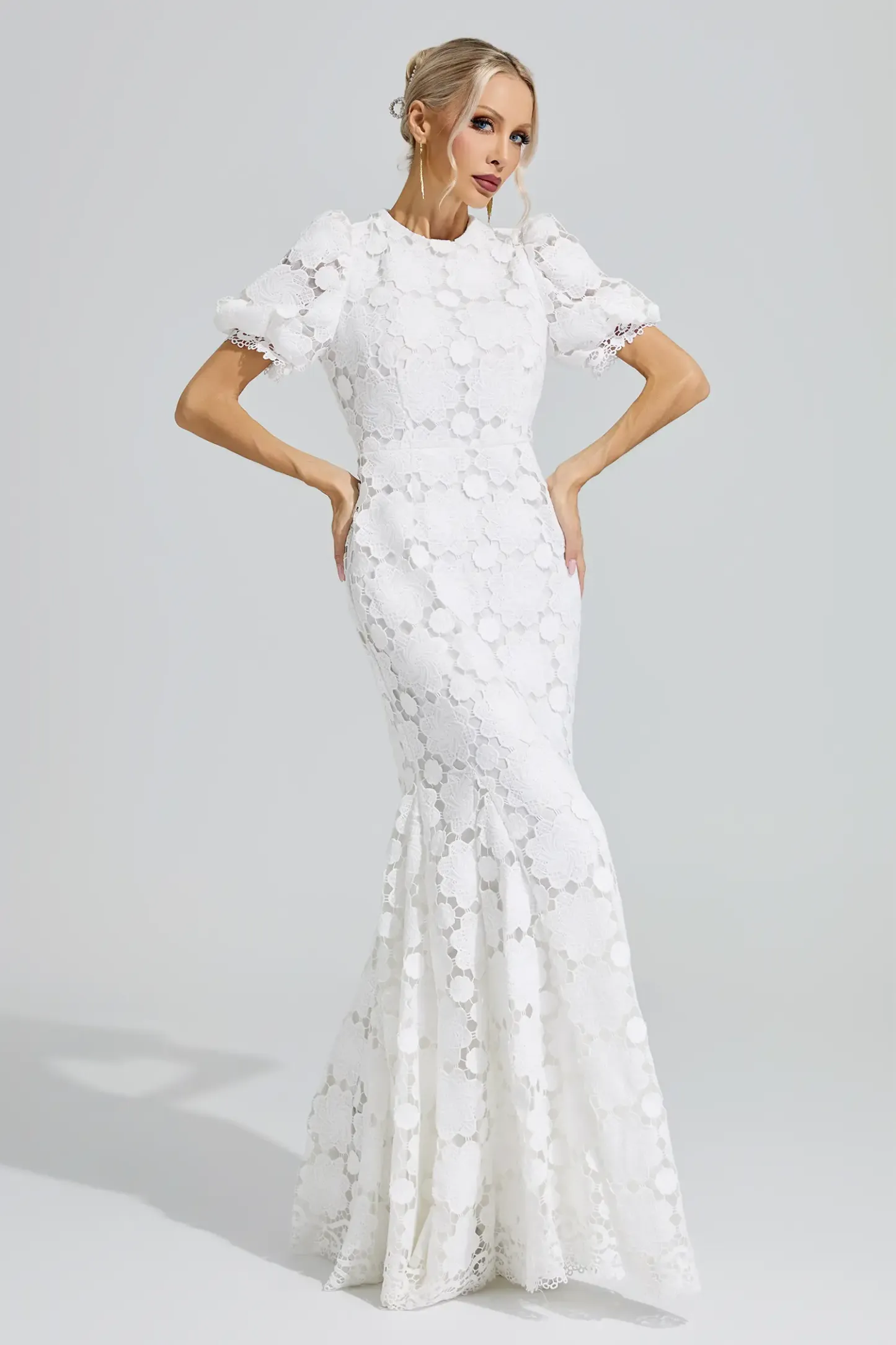 Artemis White Lace Cutout Maxi Dress