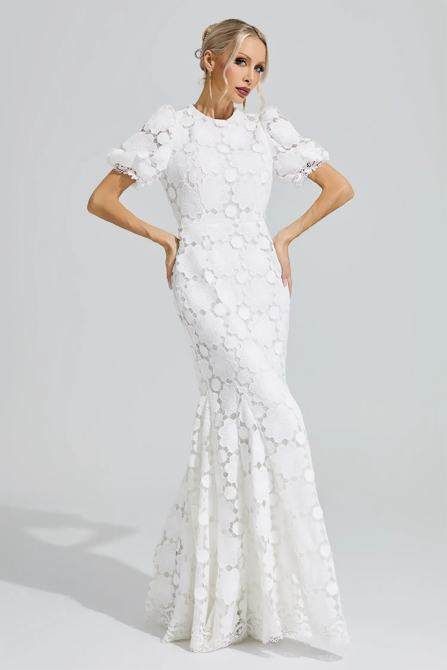 Artemis White Lace Cutout Maxi Dress