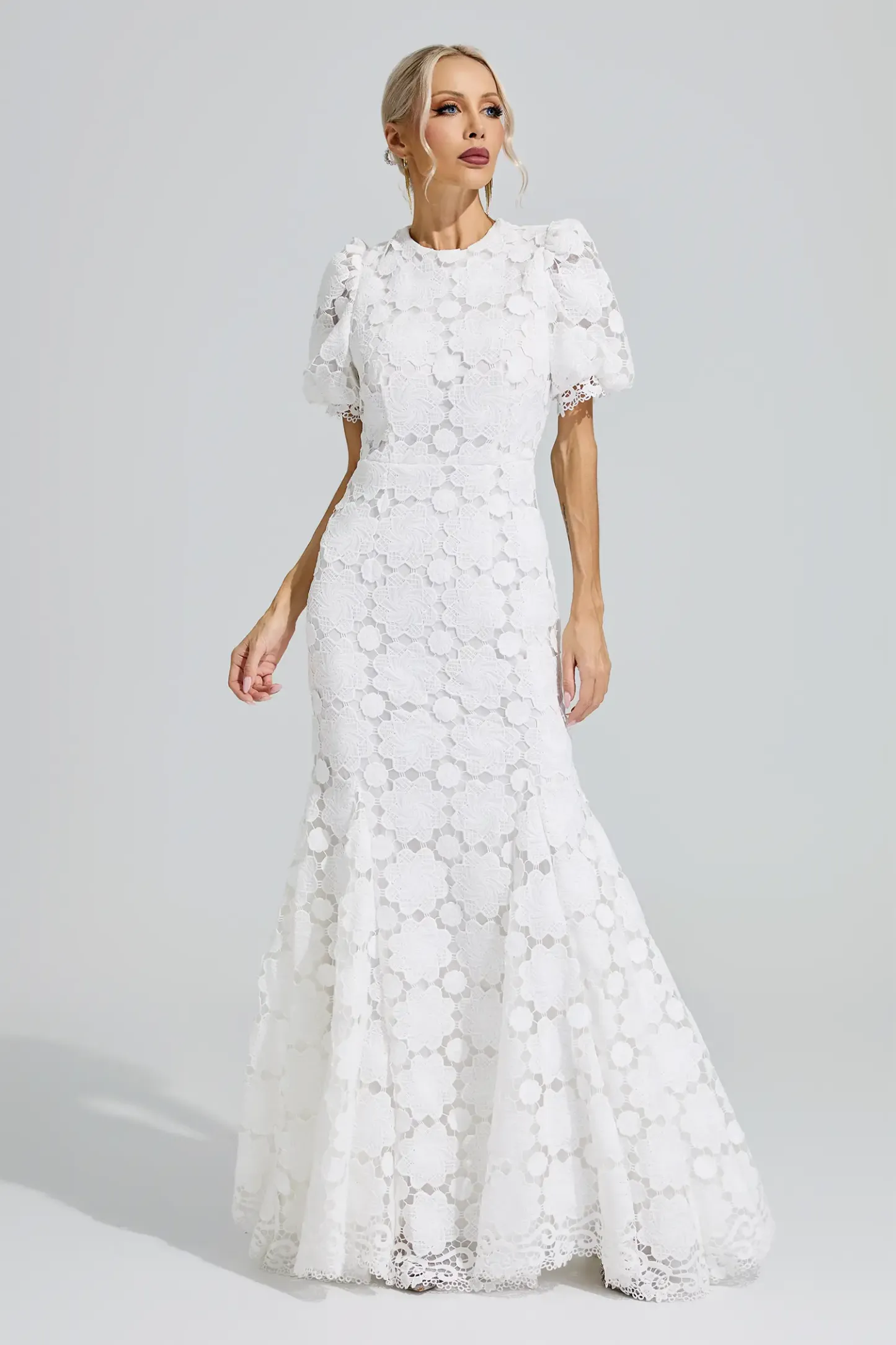 Artemis White Lace Cutout Maxi Dress