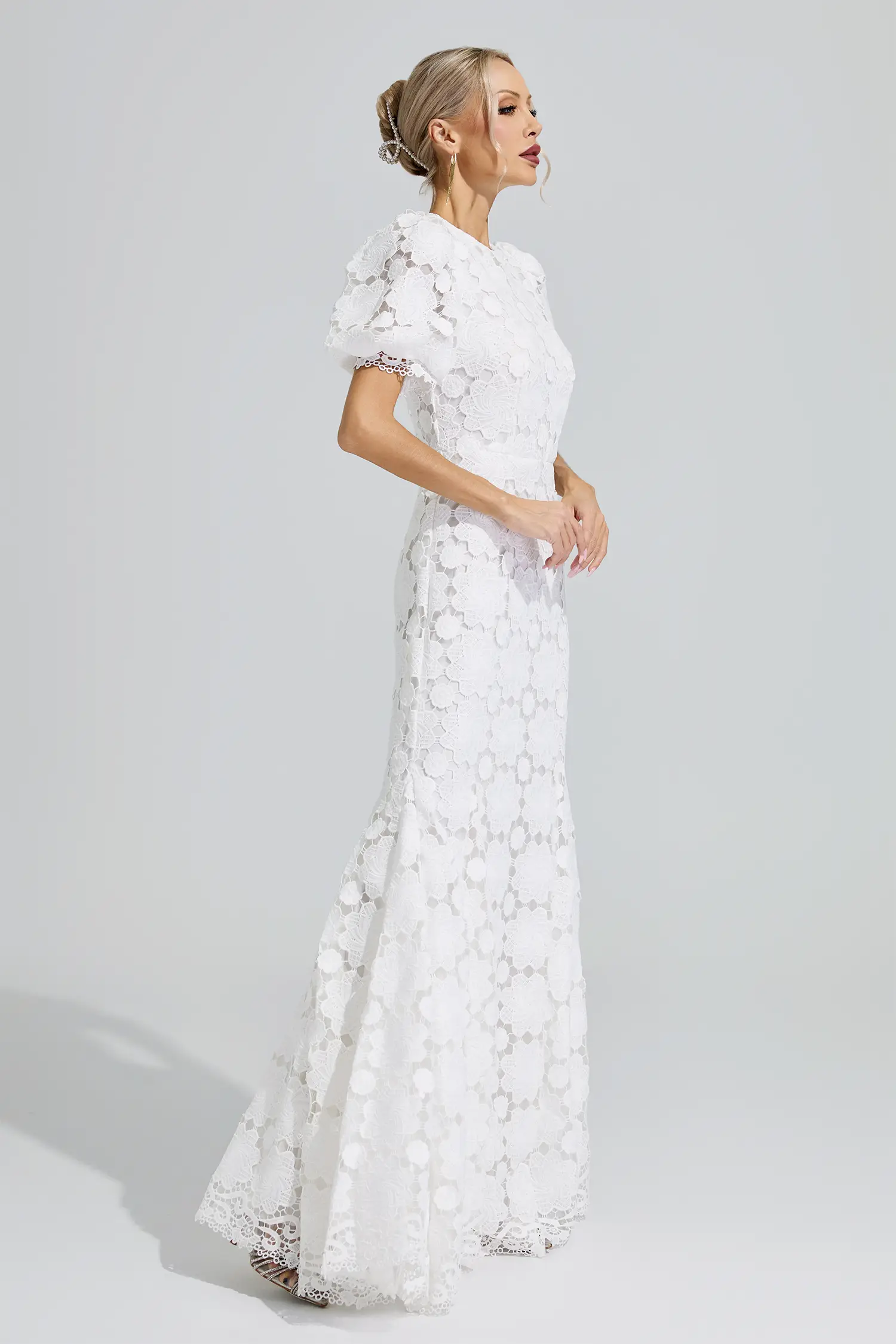 Artemis White Lace Cutout Maxi Dress