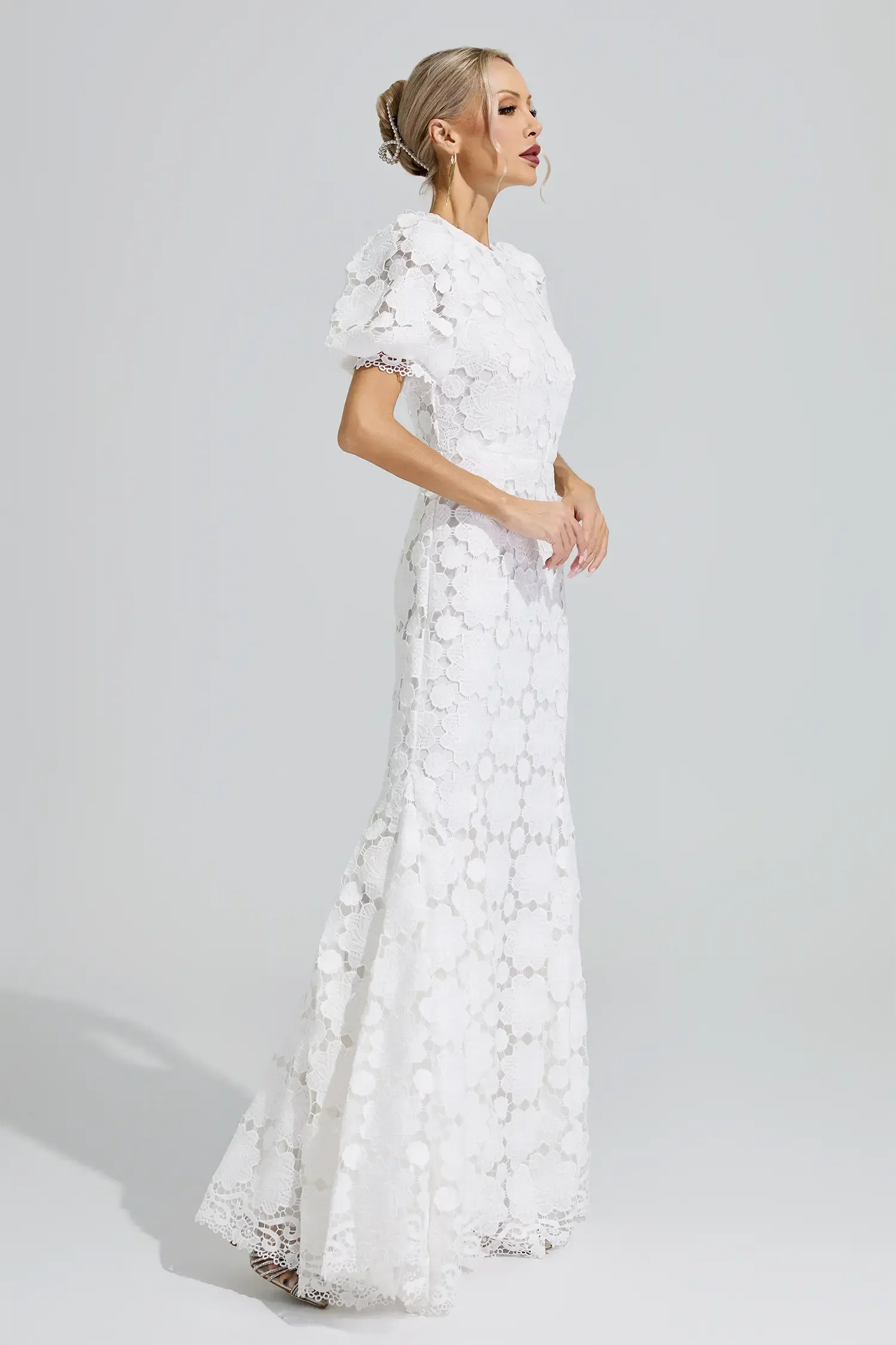 Artemis White Lace Cutout Maxi Dress