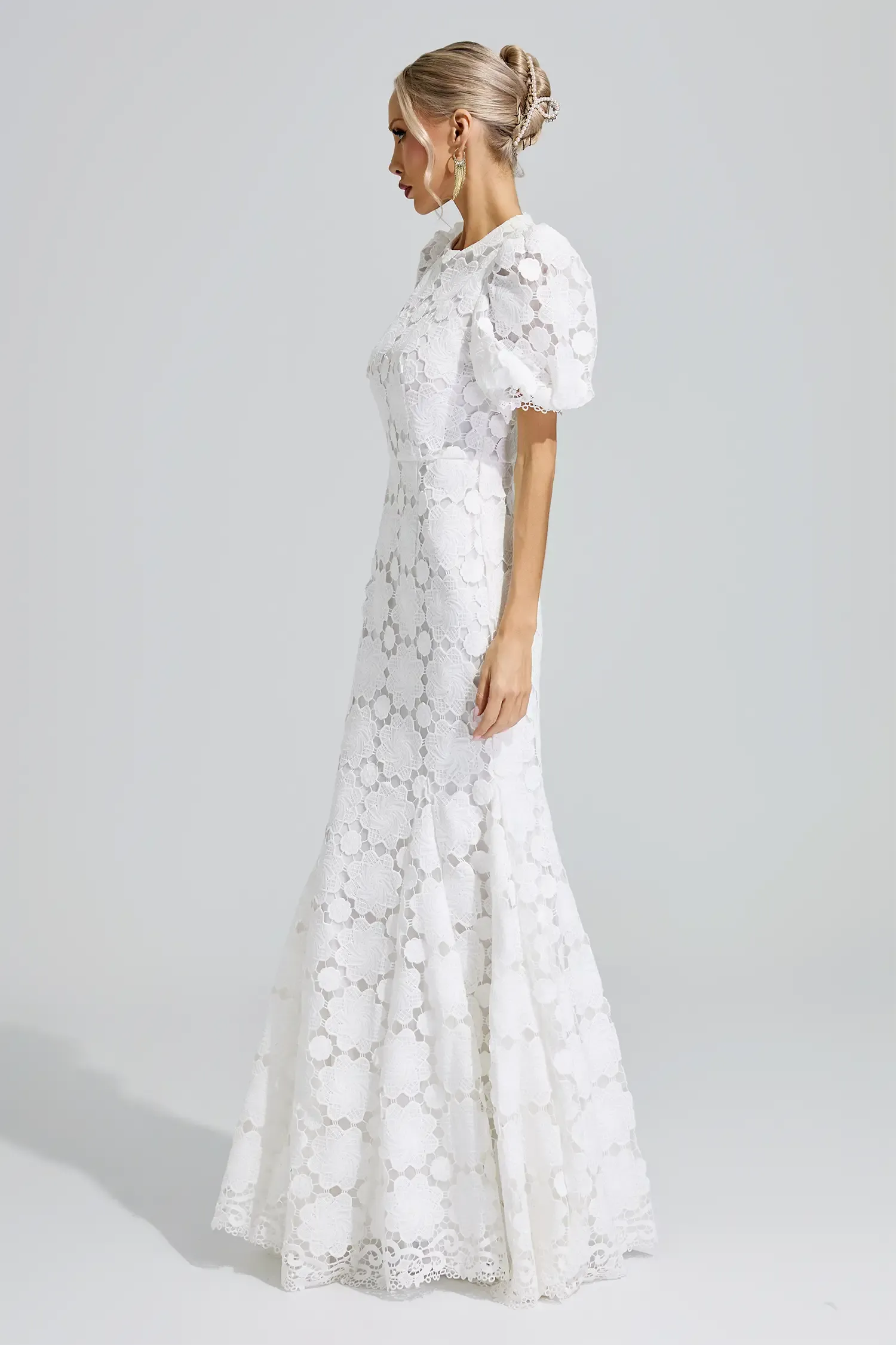 Artemis White Lace Cutout Maxi Dress