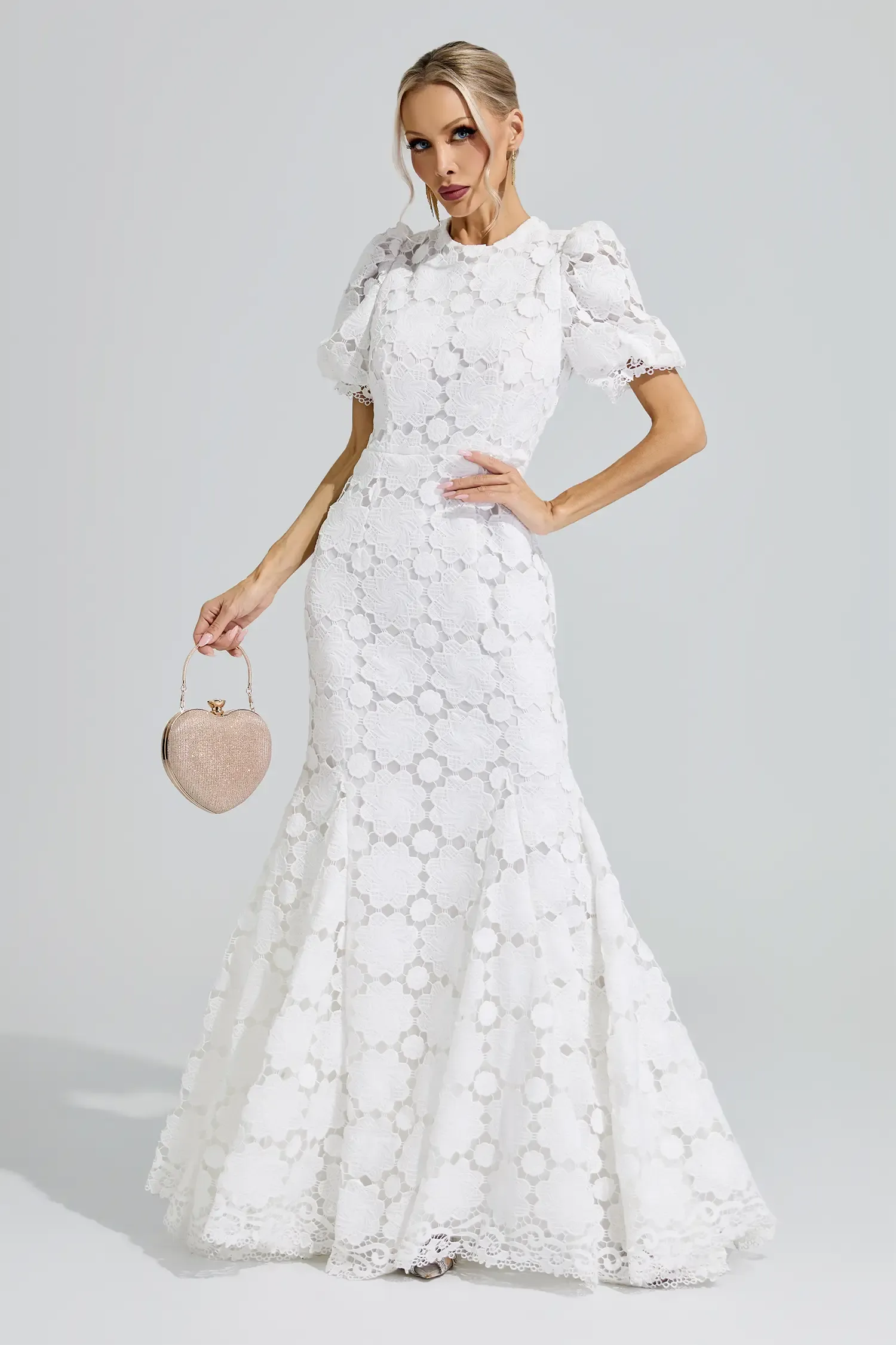 Artemis White Lace Cutout Maxi Dress
