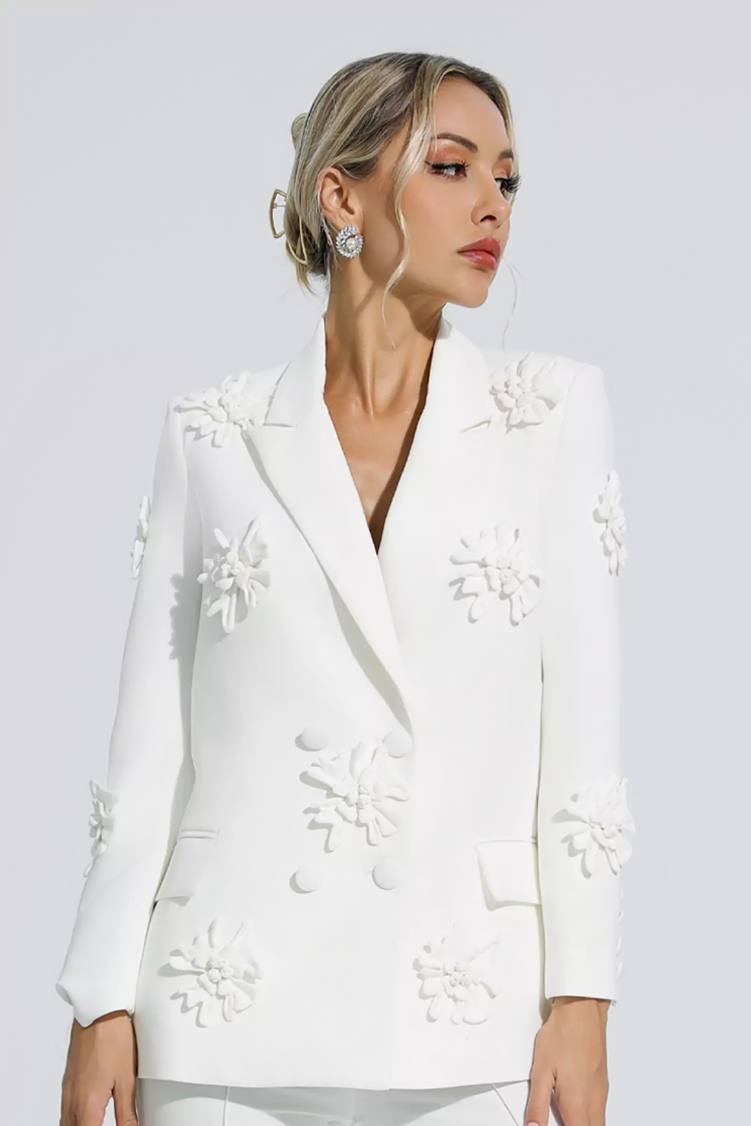 Ives White Jacquard Floral Blazer Set