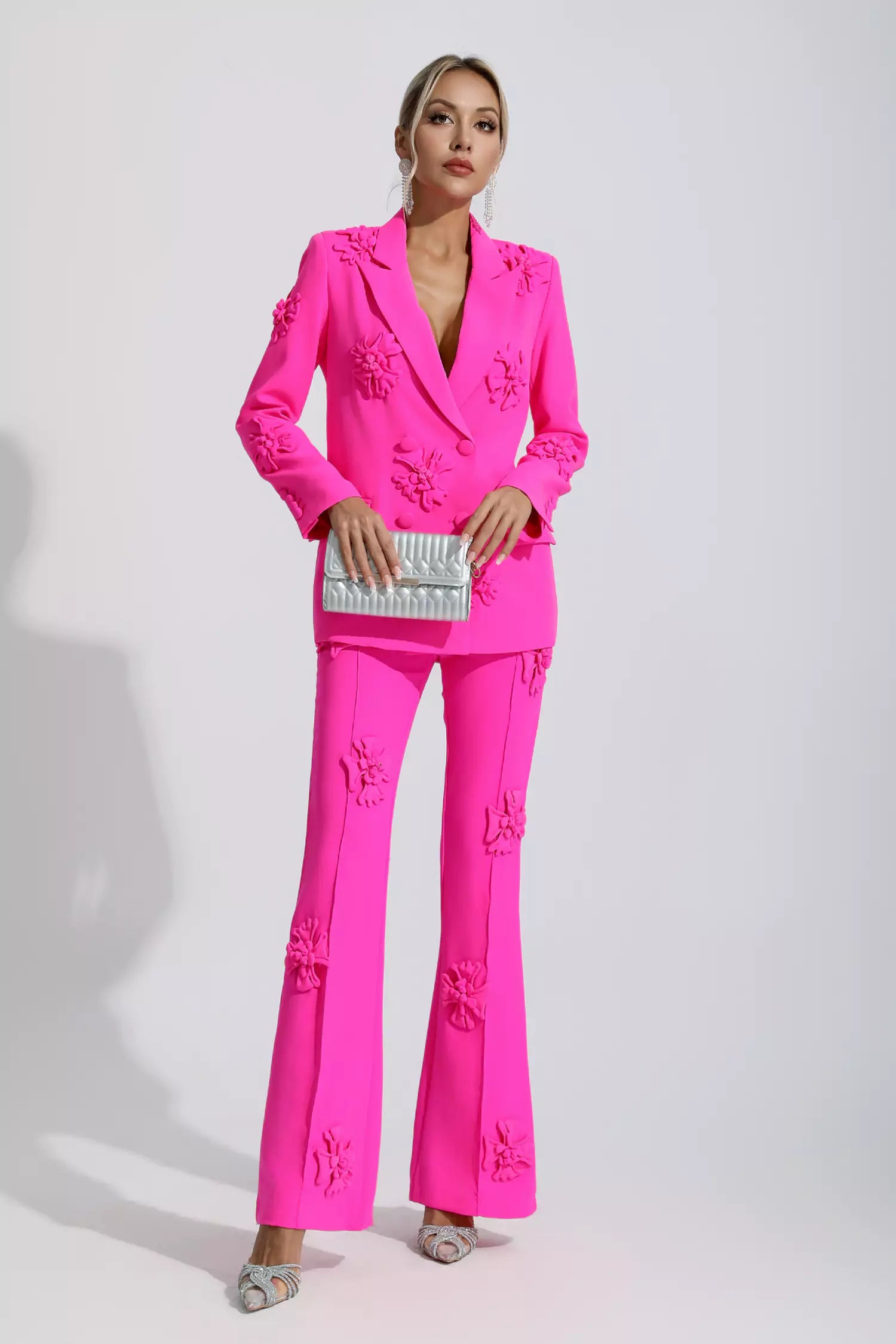 Ives Pink Jacquard Floral Blazer Set