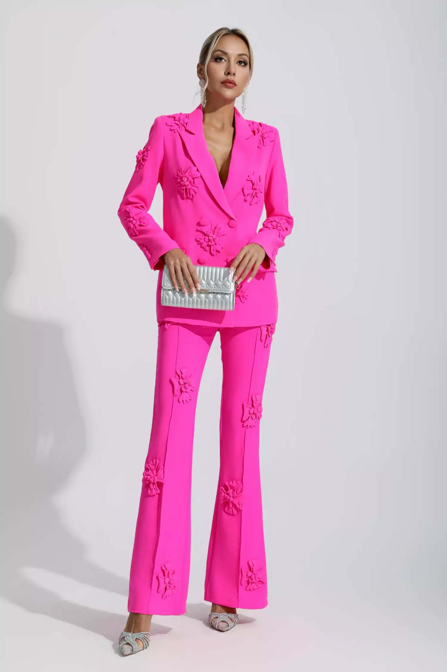 Ives Pink Jacquard Floral Blazer Set