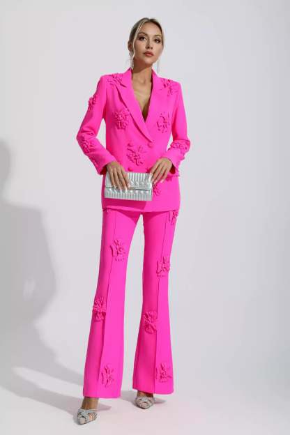Ives Pink Jacquard Floral Blazer Set