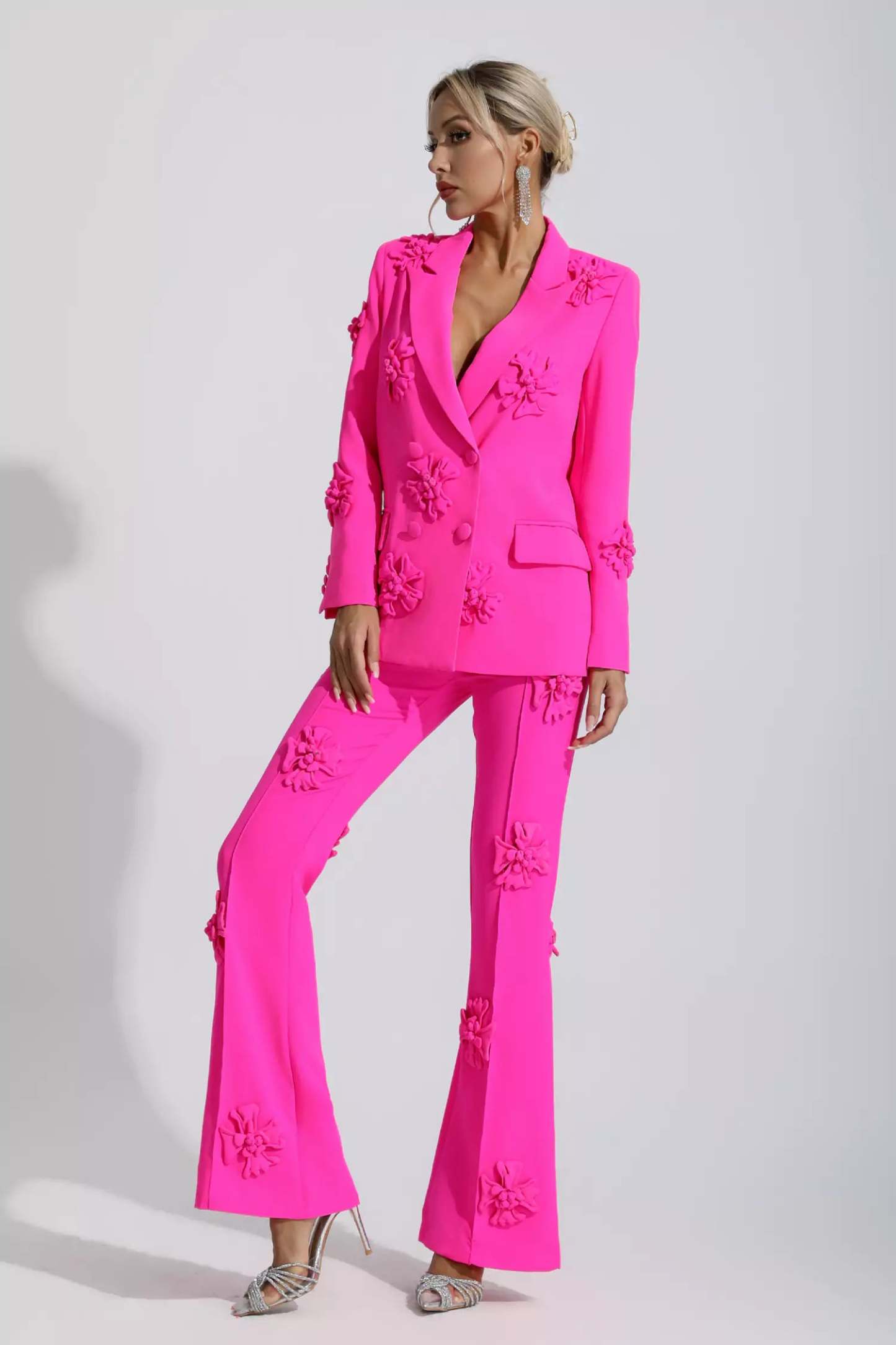 Ives Pink Jacquard Floral Blazer Set