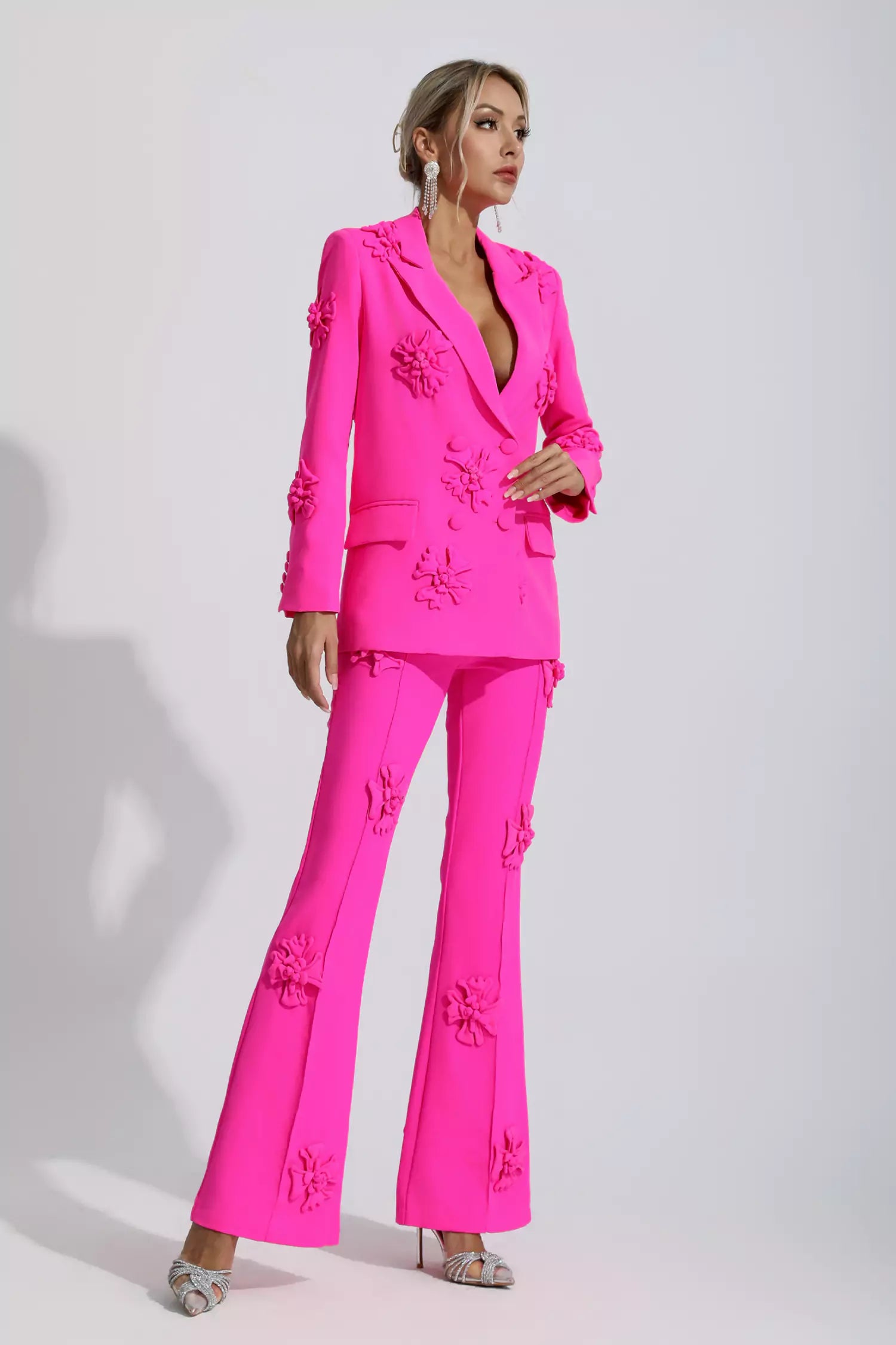 Ives Pink Jacquard Floral Blazer Set