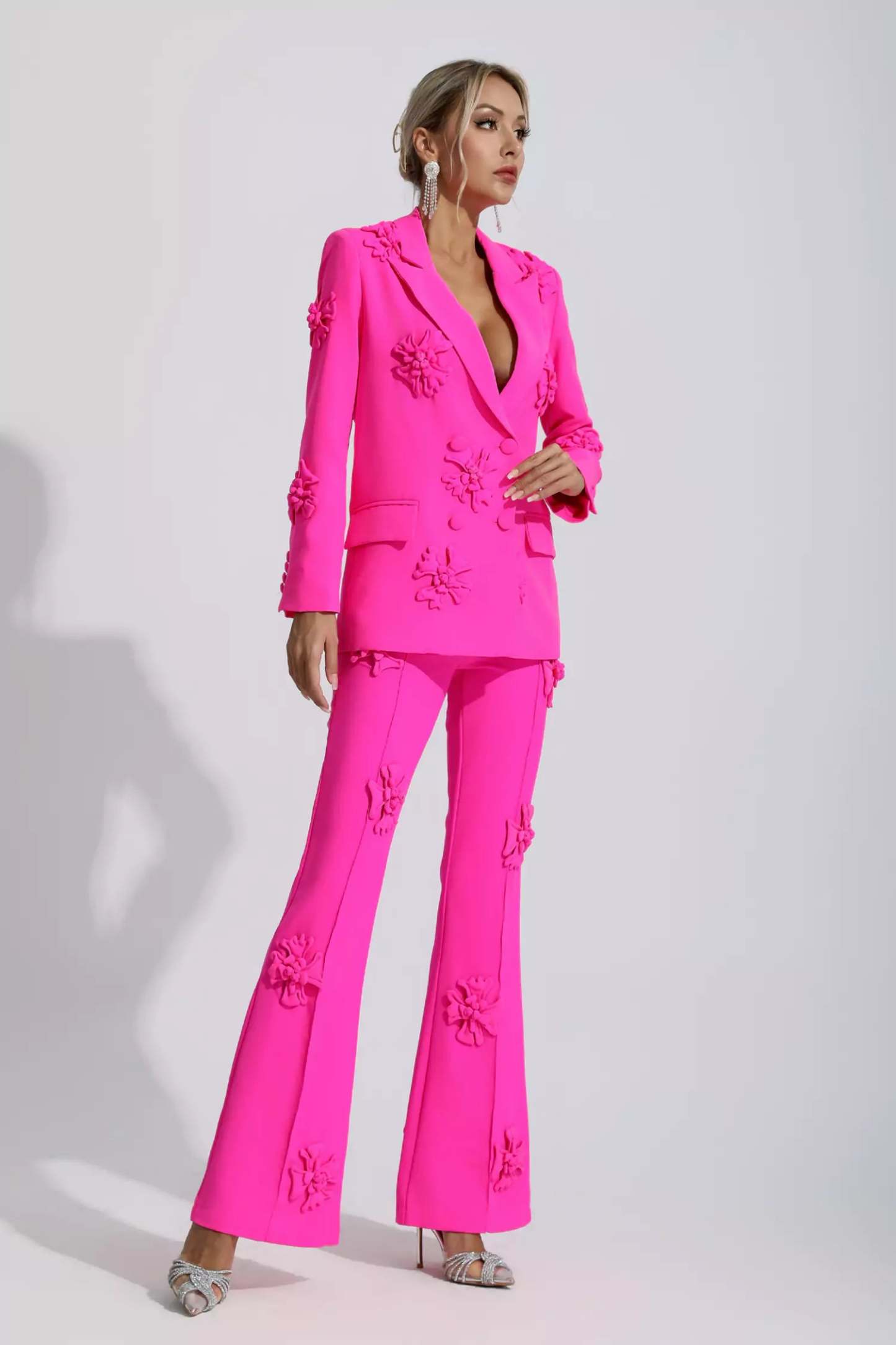 Ives Pink Jacquard Floral Blazer Set