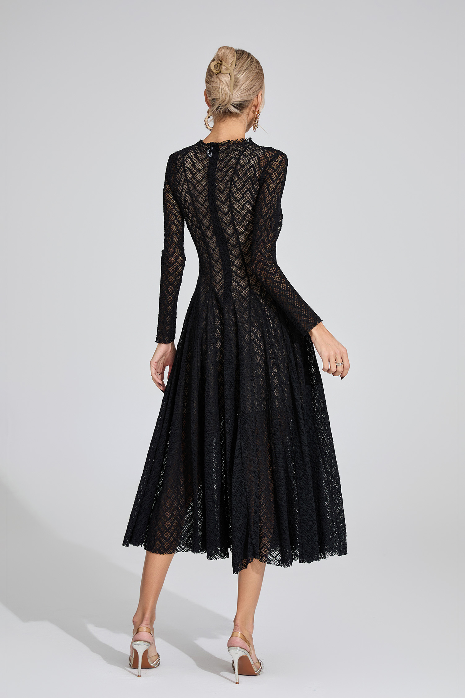 Page Black Lace Long Sleeve Dress