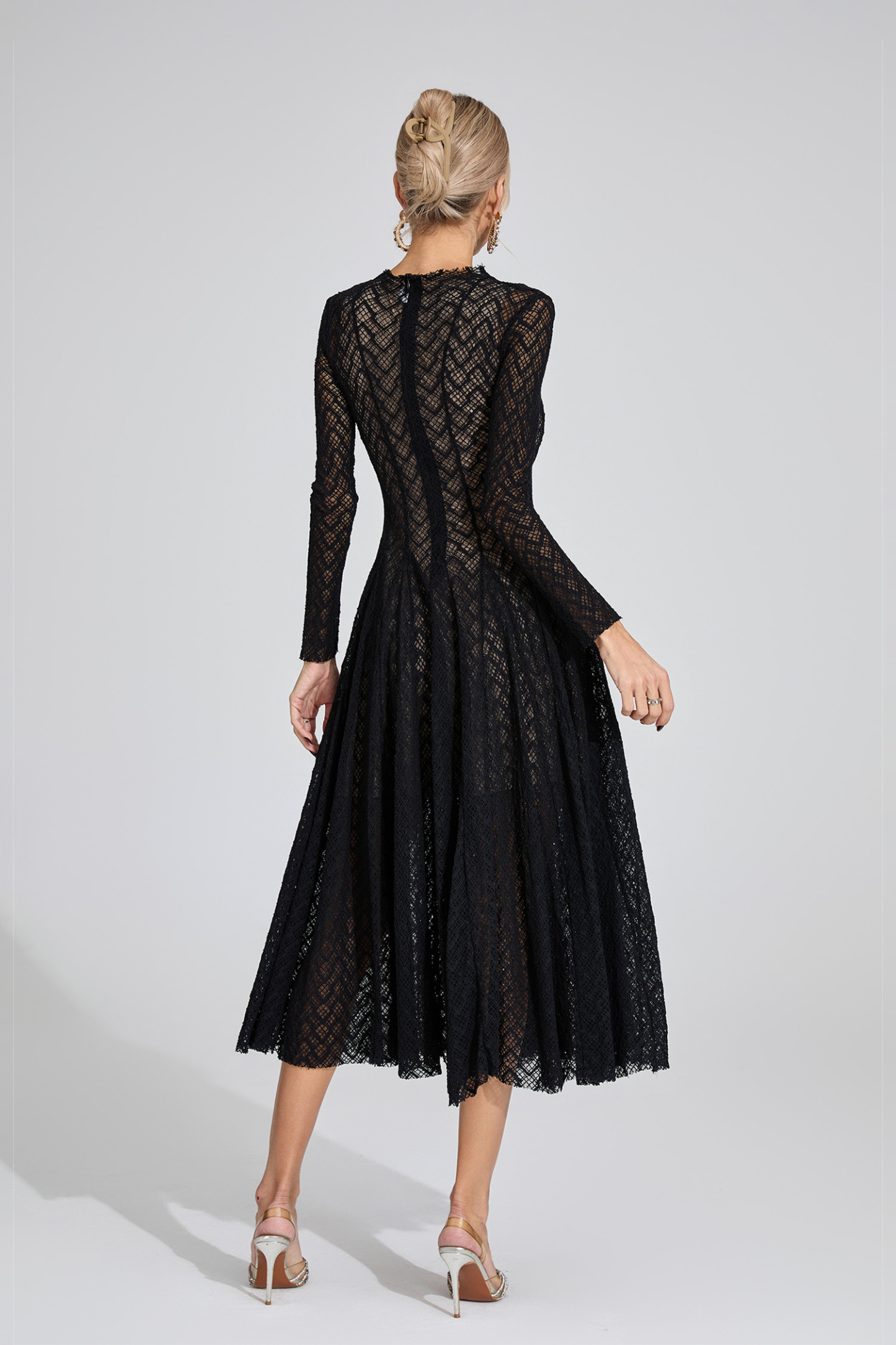 Page Black Lace Long Sleeve Dress