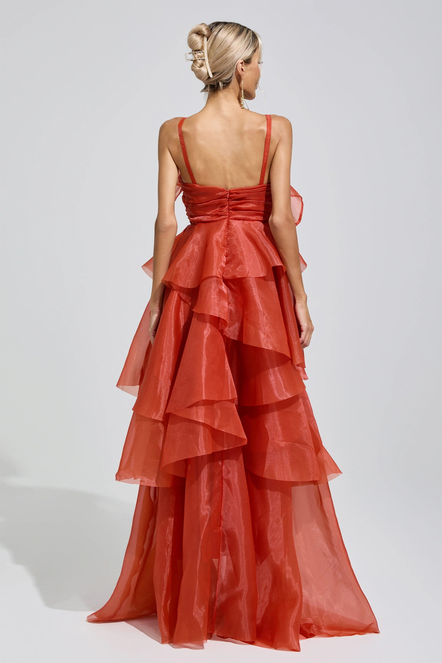 Gentileschi Red Halter Ruffle Dress