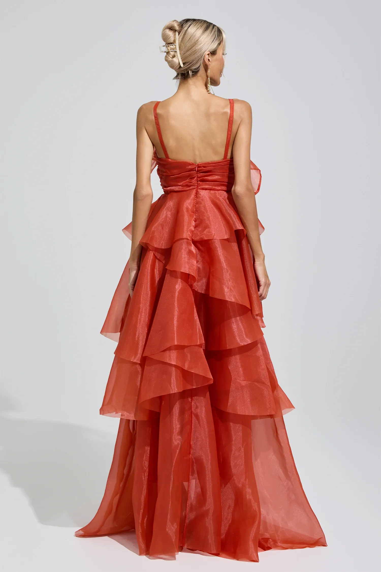 Gentileschi Red Halter Ruffle Dress