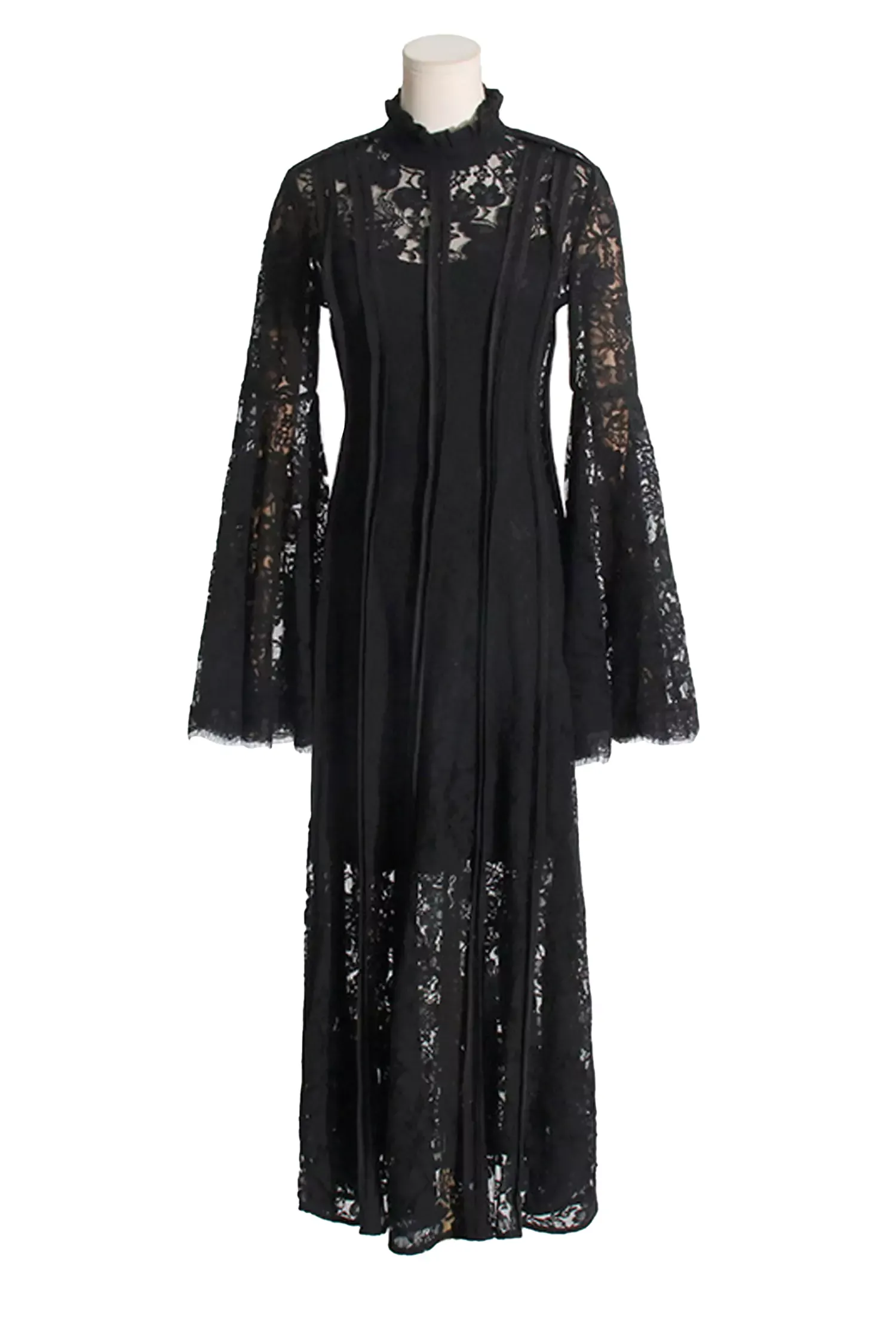 Jenkin Black Hollow Embroidery Midi Dress